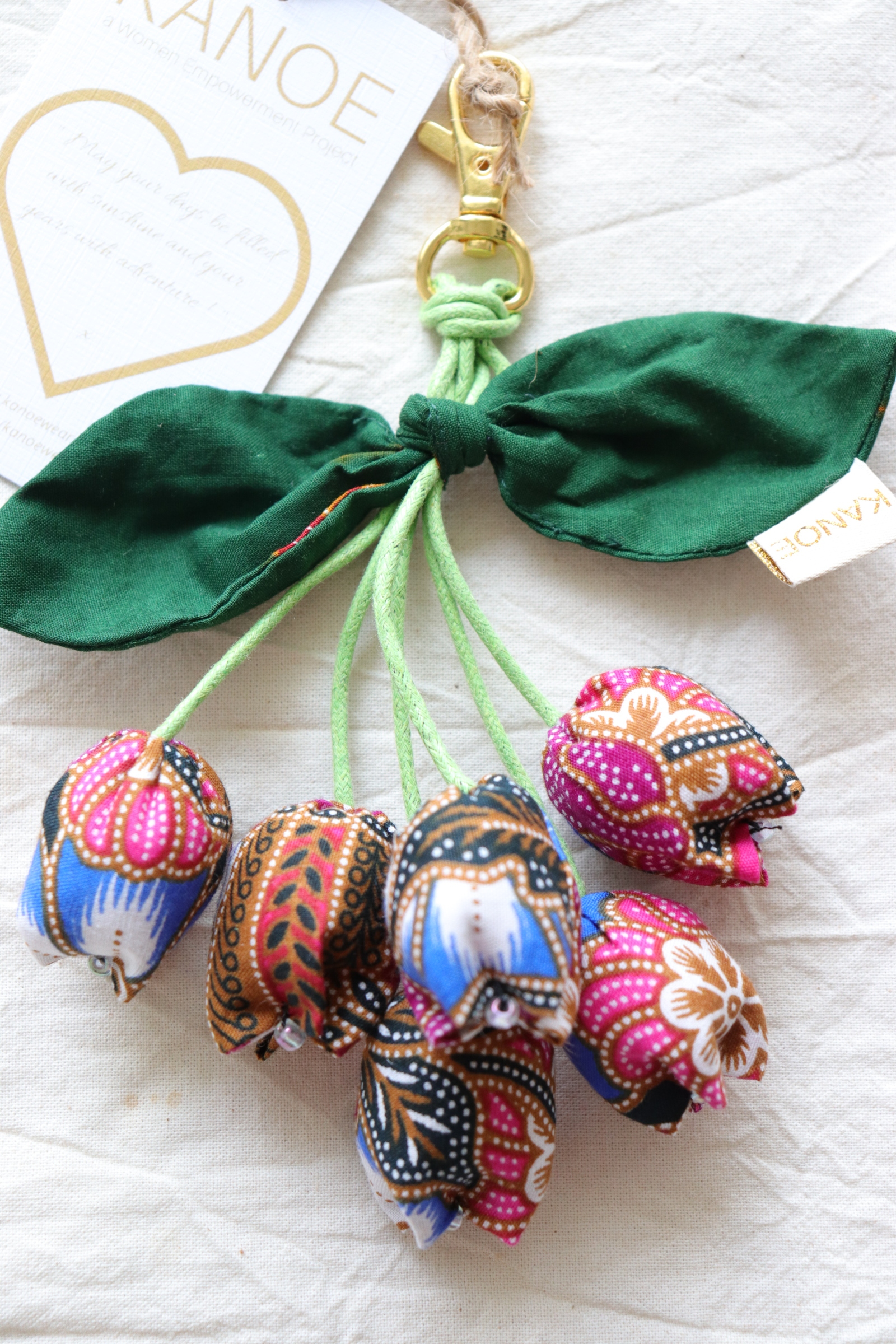 Bougainvillea Batik Keychain - Sakura Grace