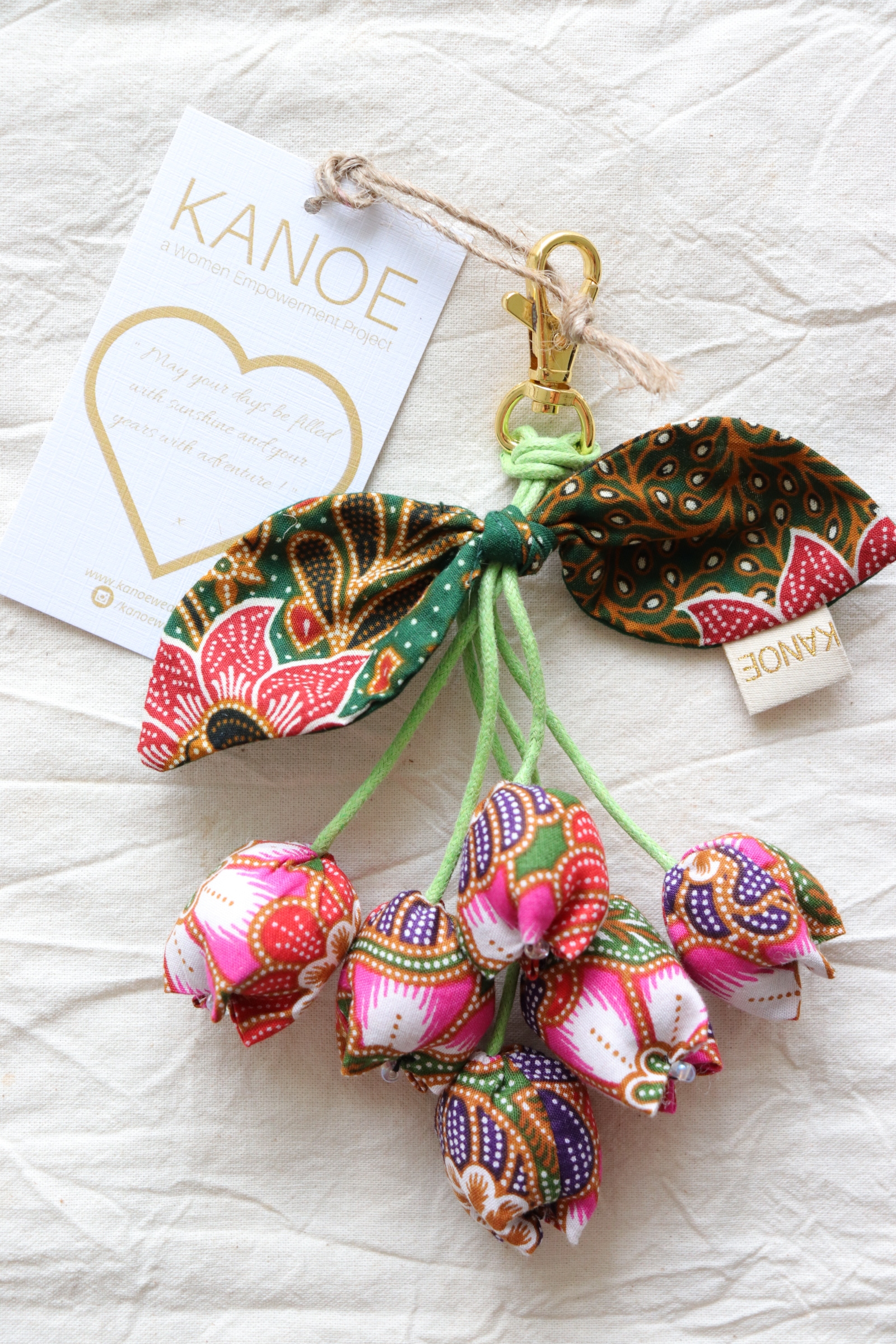 Bougainvillea Batik Keychain - Sakura Glow
