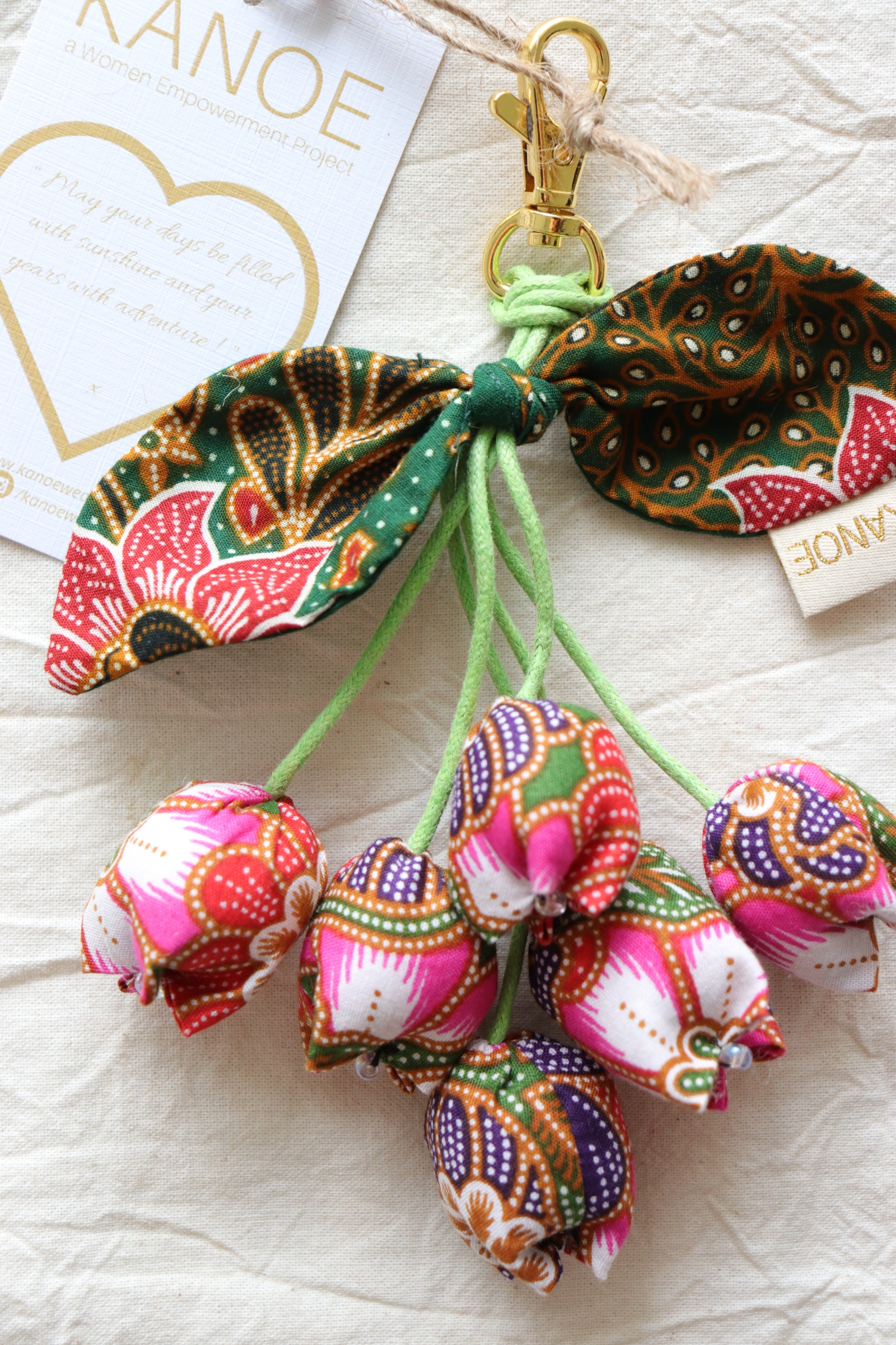 Bougainvillea Batik Keychain - Sakura Glow