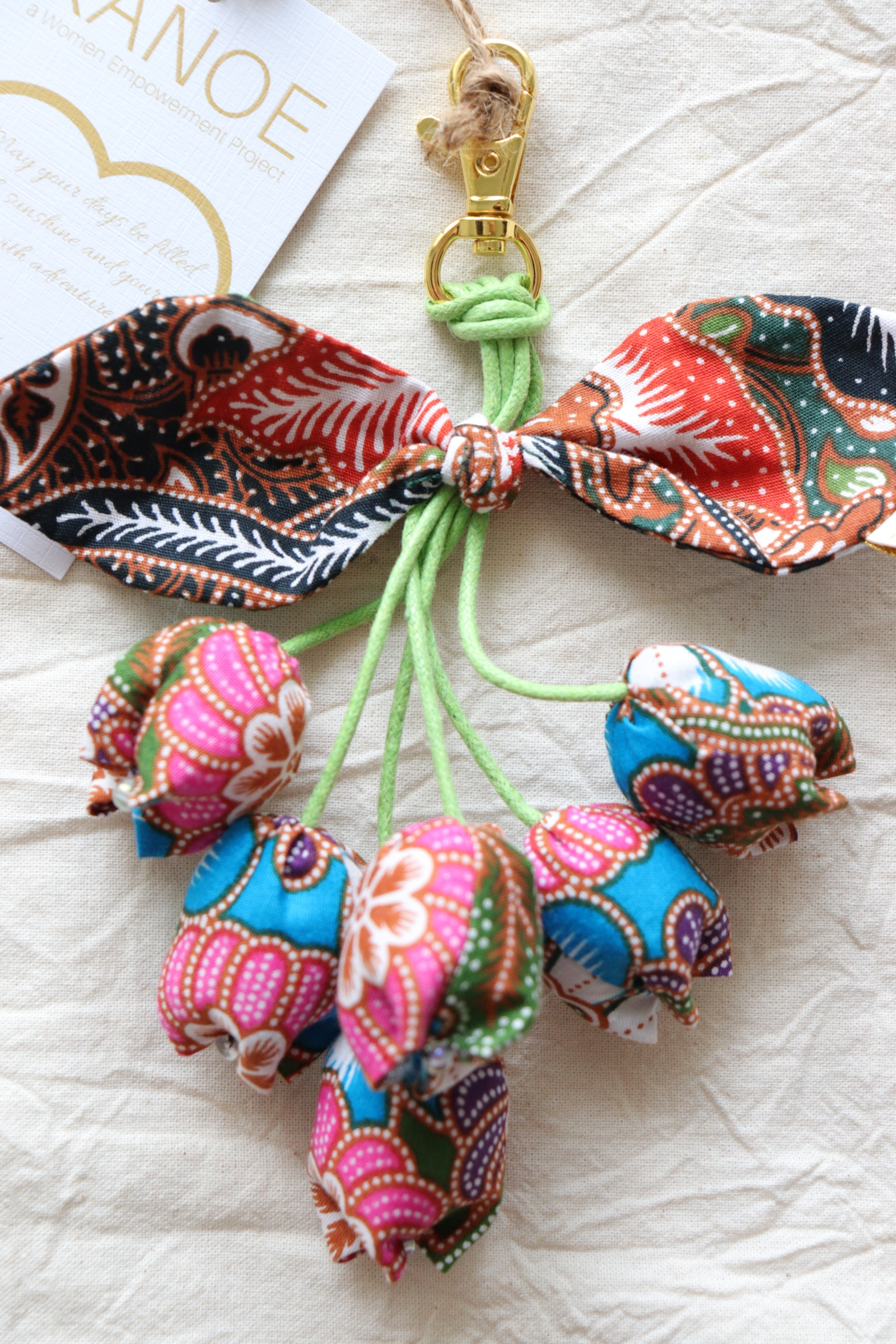 Bougainvillea Batik Keychain - Sakura Azure