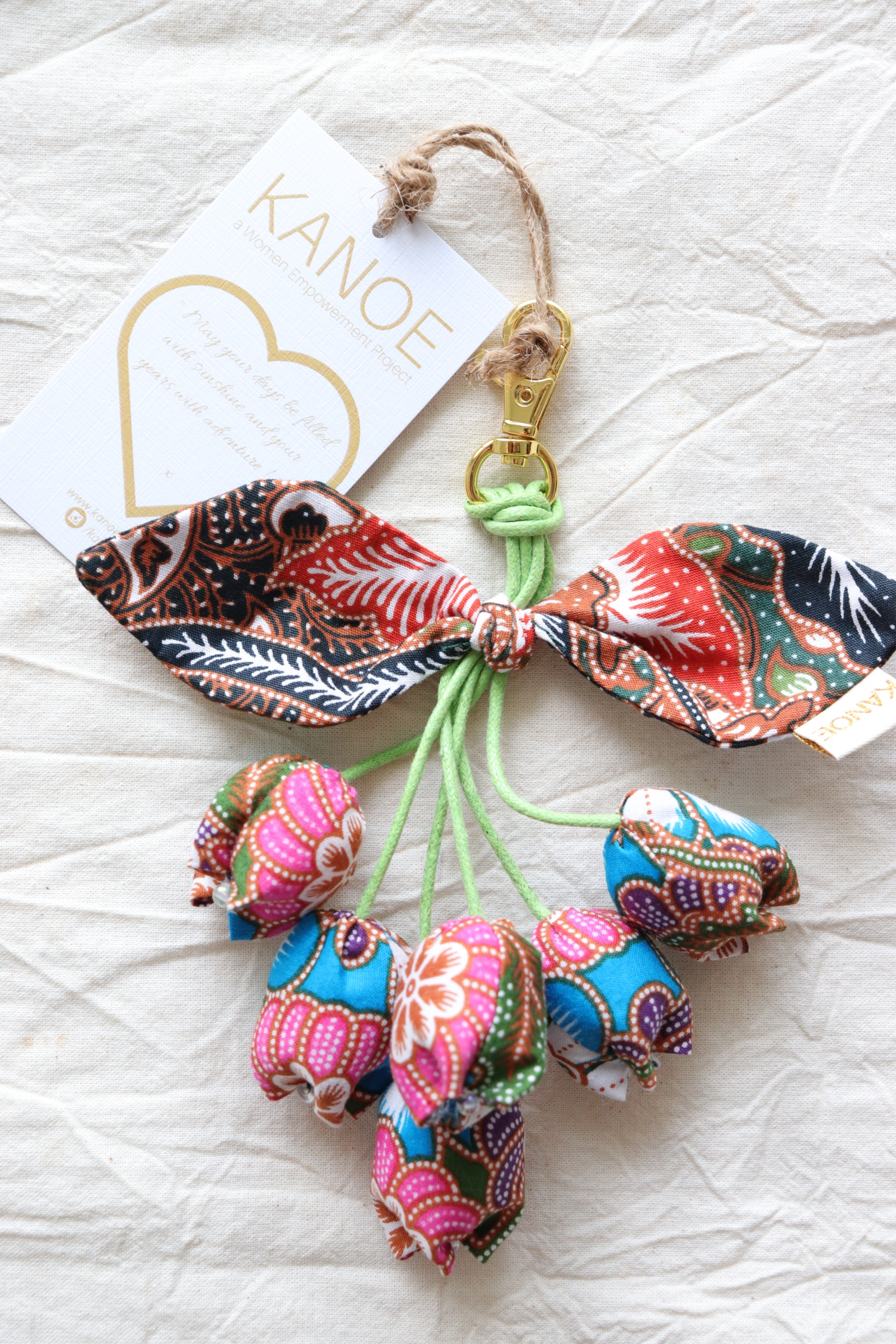 Bougainvillea Batik Keychain - Sakura Azure