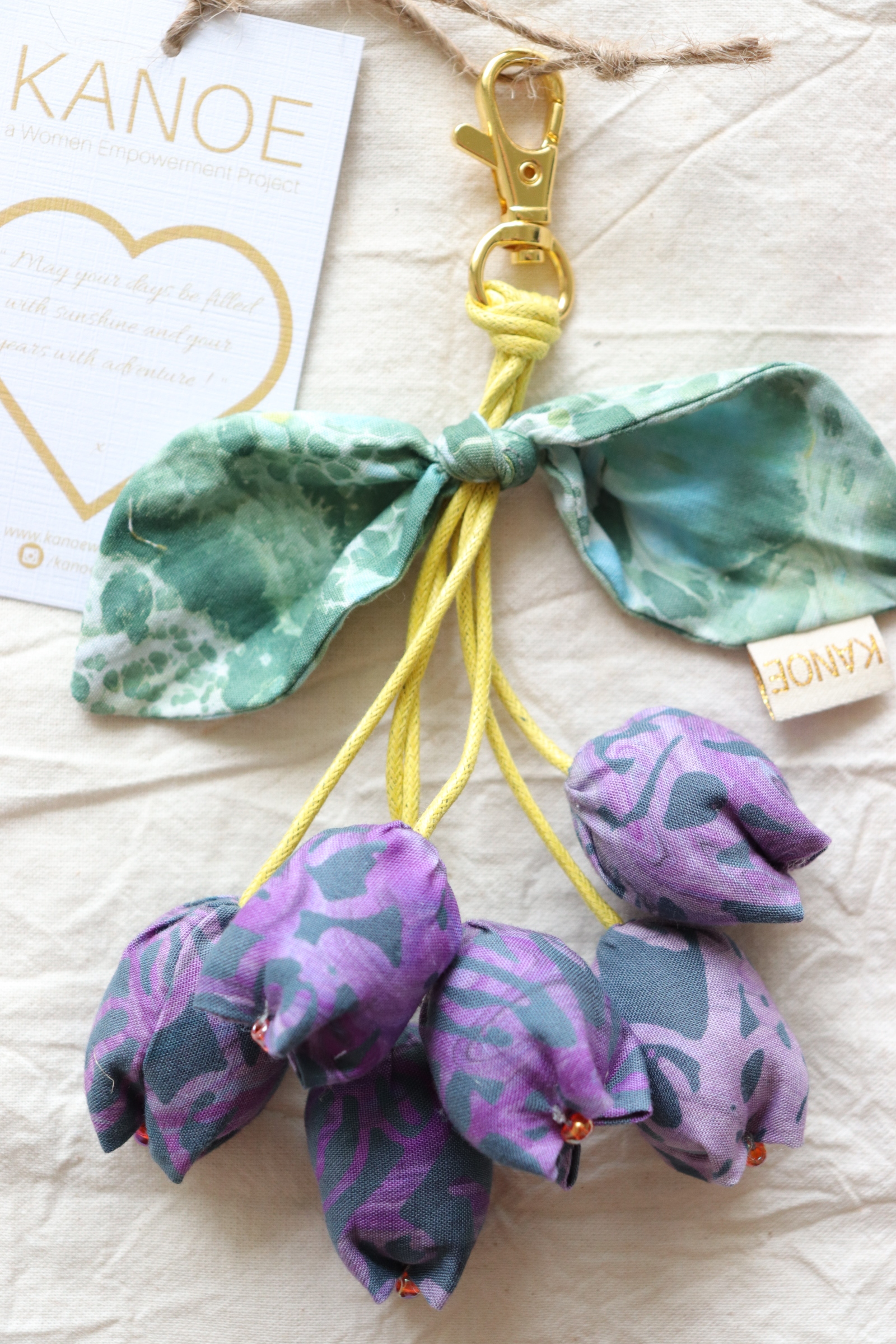 Bougainvillea Batik Keychain - Butterfly Pea [Handmade Batik]