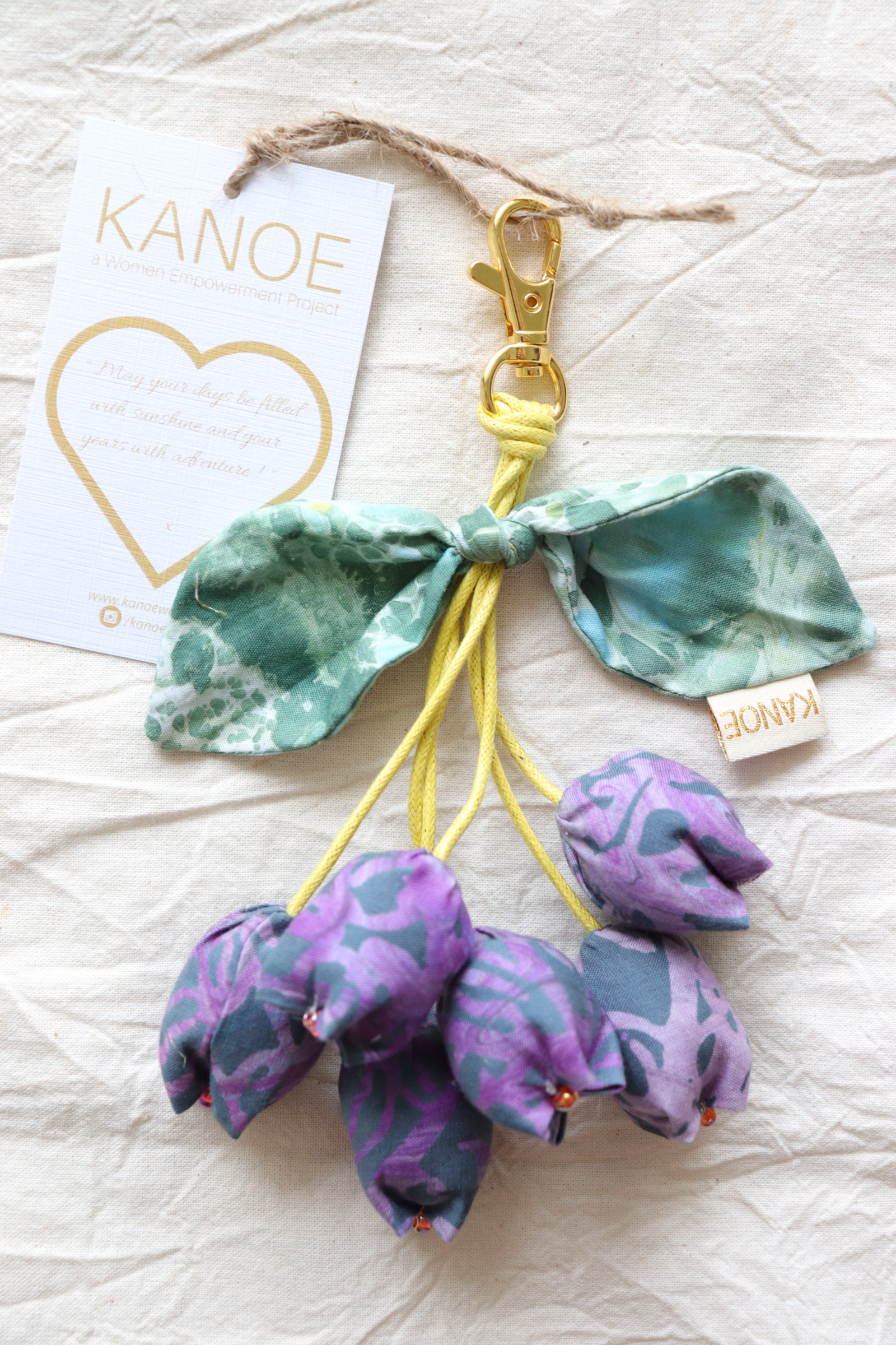 Bougainvillea Batik Keychain - Butterfly Pea [Handmade Batik]