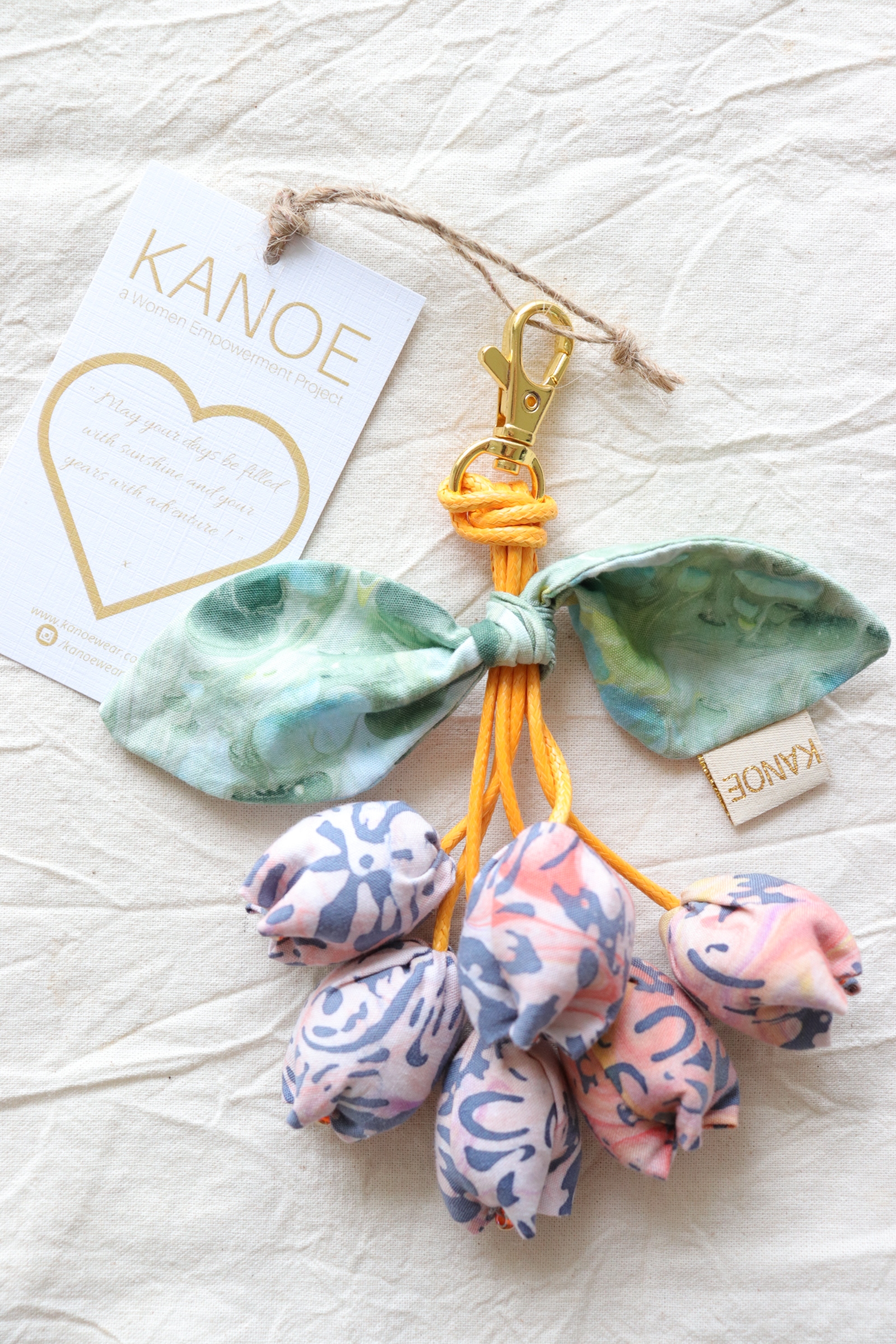 Bougainvillea Batik Keychain - Orange Marmalade [Handmade Batik]