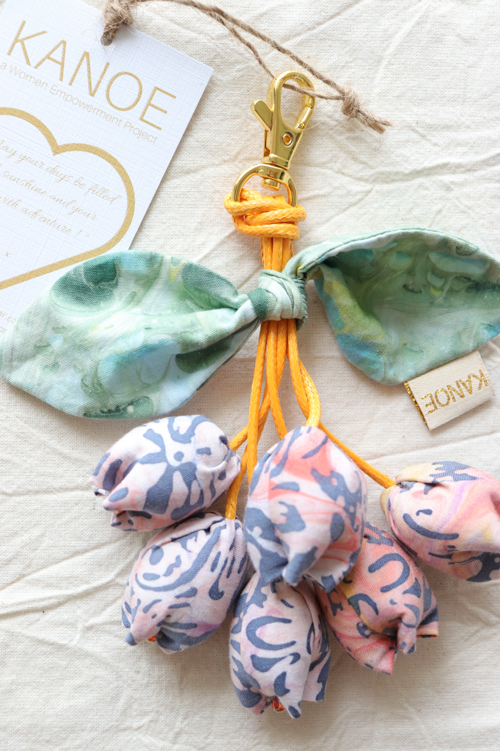 Bougainvillea Batik Keychain - Orange Marmalade [Handmade Batik]