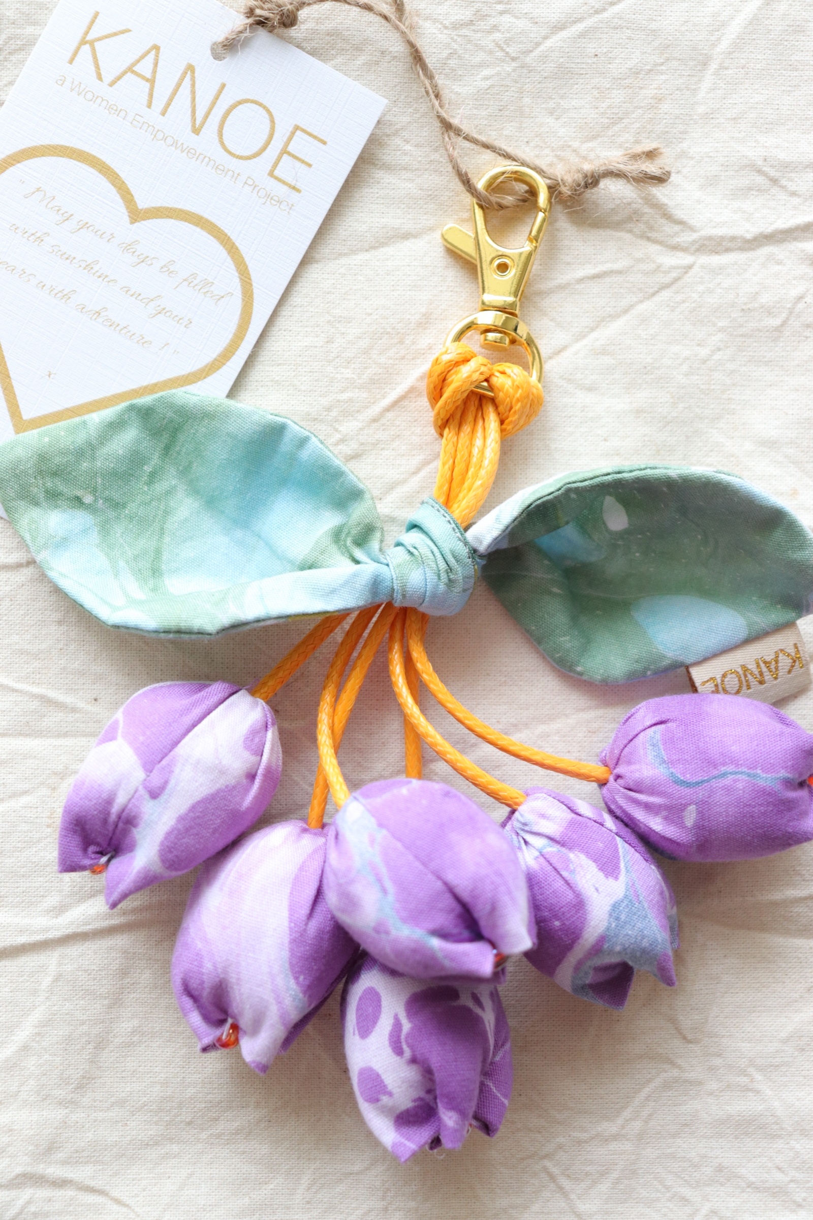 Bougainvillea Batik Keychain - Purple Marble [Handmade Batik]