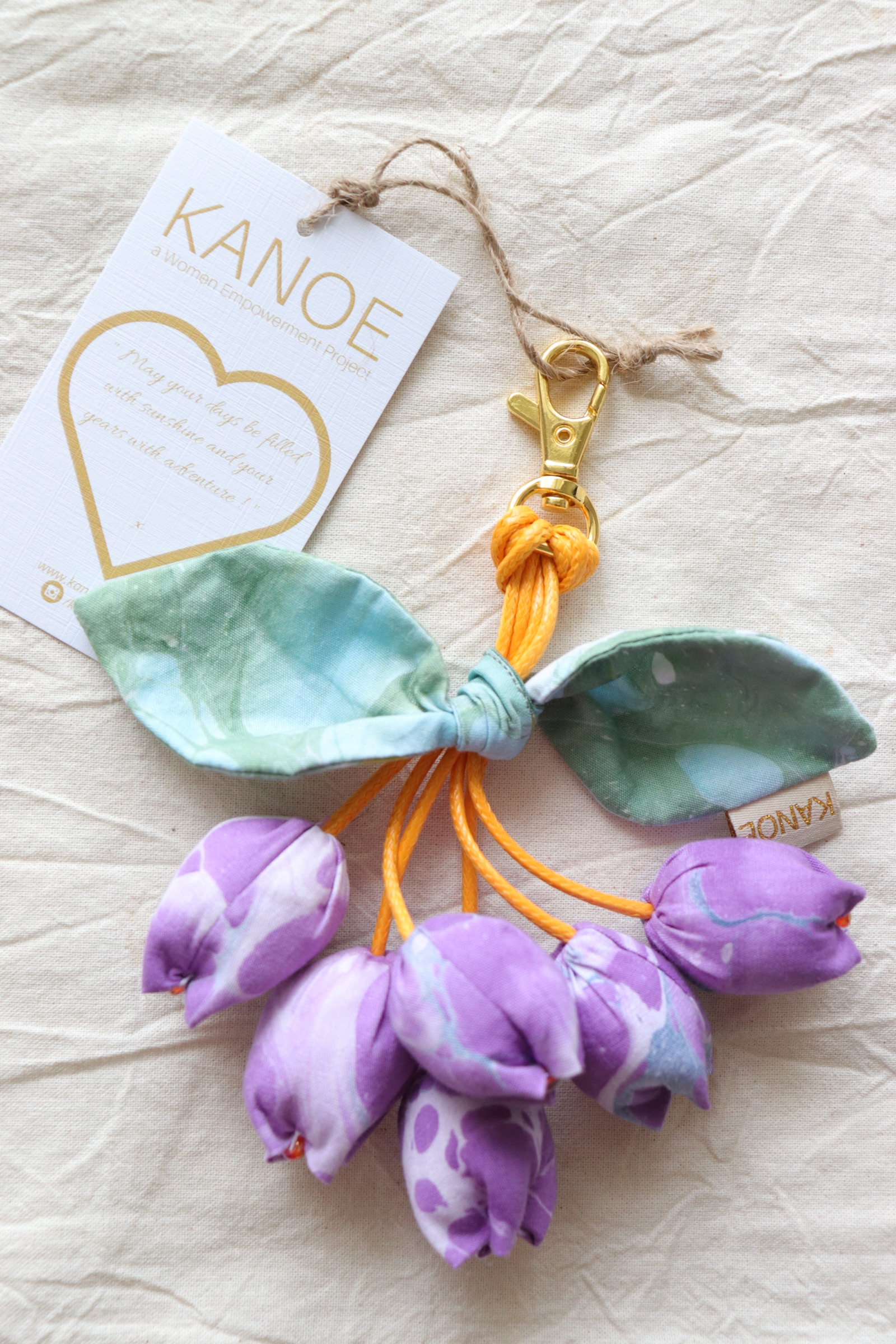 Bougainvillea Batik Keychain - Purple Marble [Handmade Batik]
