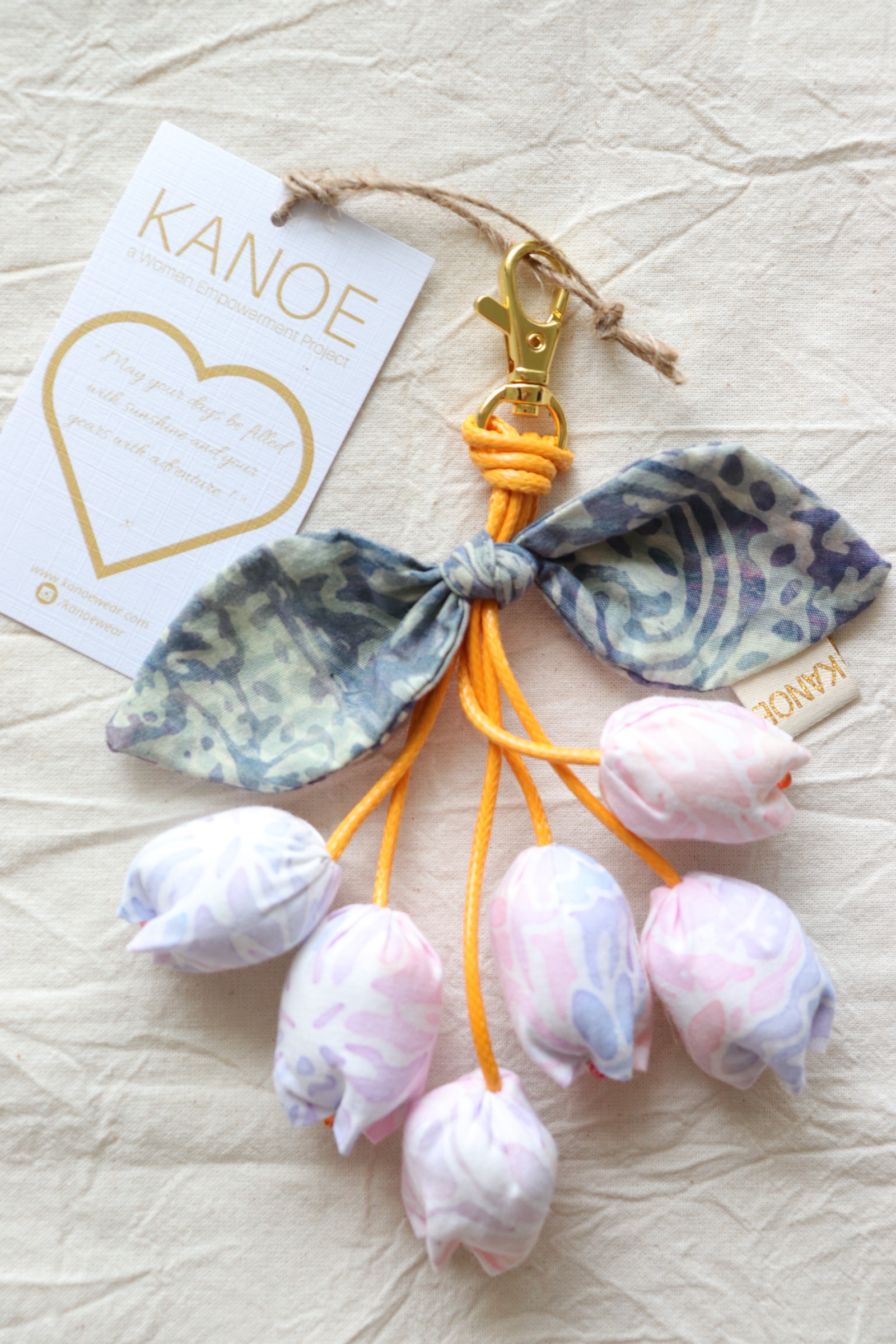 Bougainvillea Batik Keychain - Rainbow Swirl [Handmade Batik]