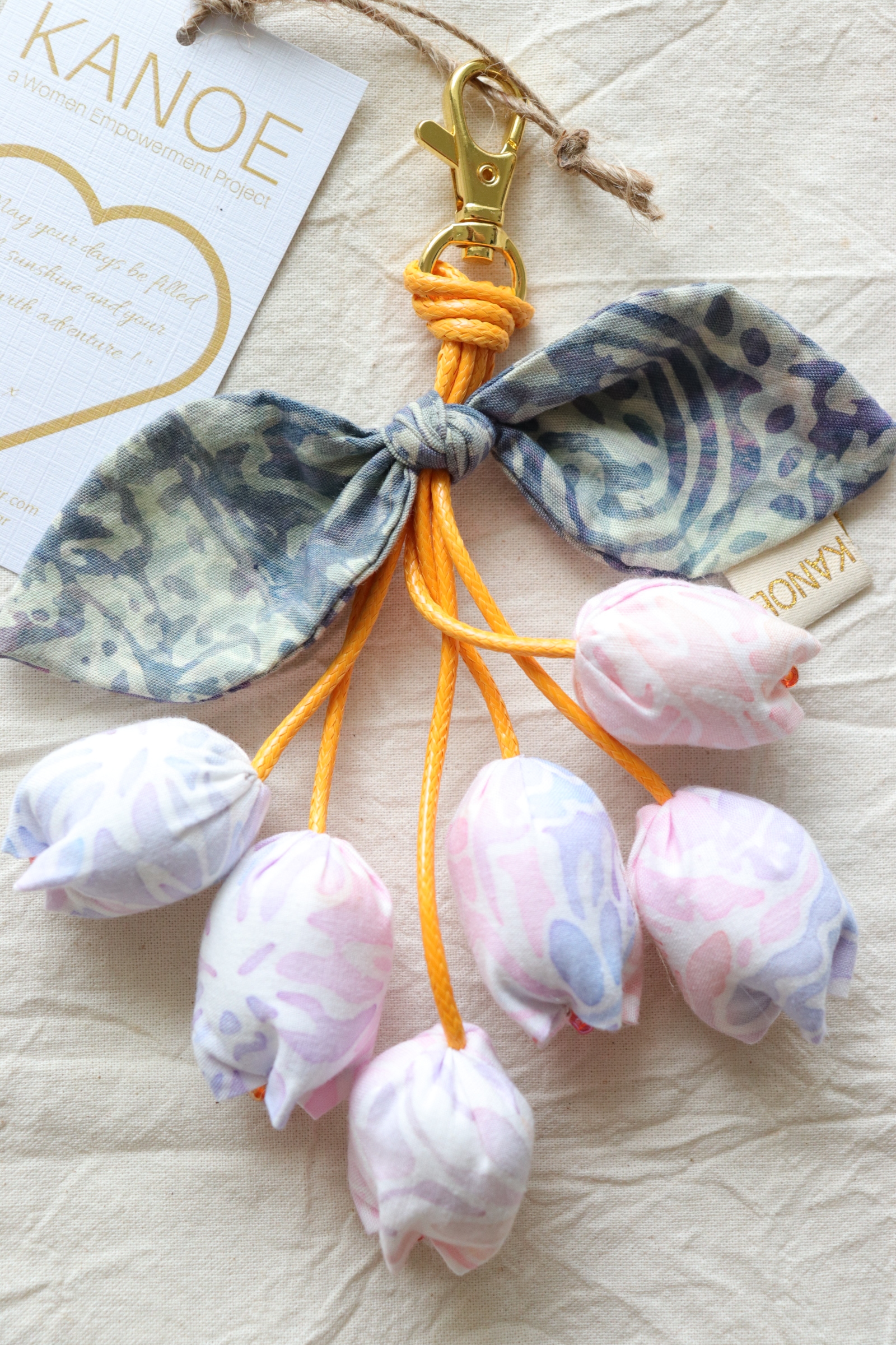 Bougainvillea Batik Keychain - Rainbow Swirl [Handmade Batik]