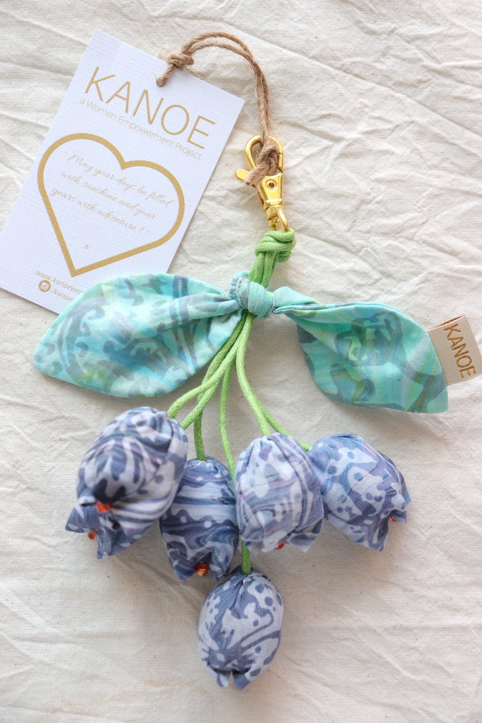 Bougainvillea Batik Keychain - Enchanted Blue [Handmade Batik]