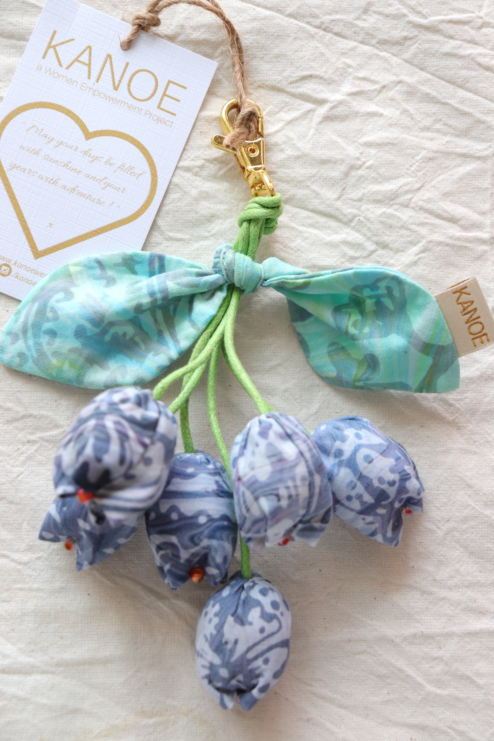 Bougainvillea Batik Keychain - Enchanted Blue [Handmade Batik]