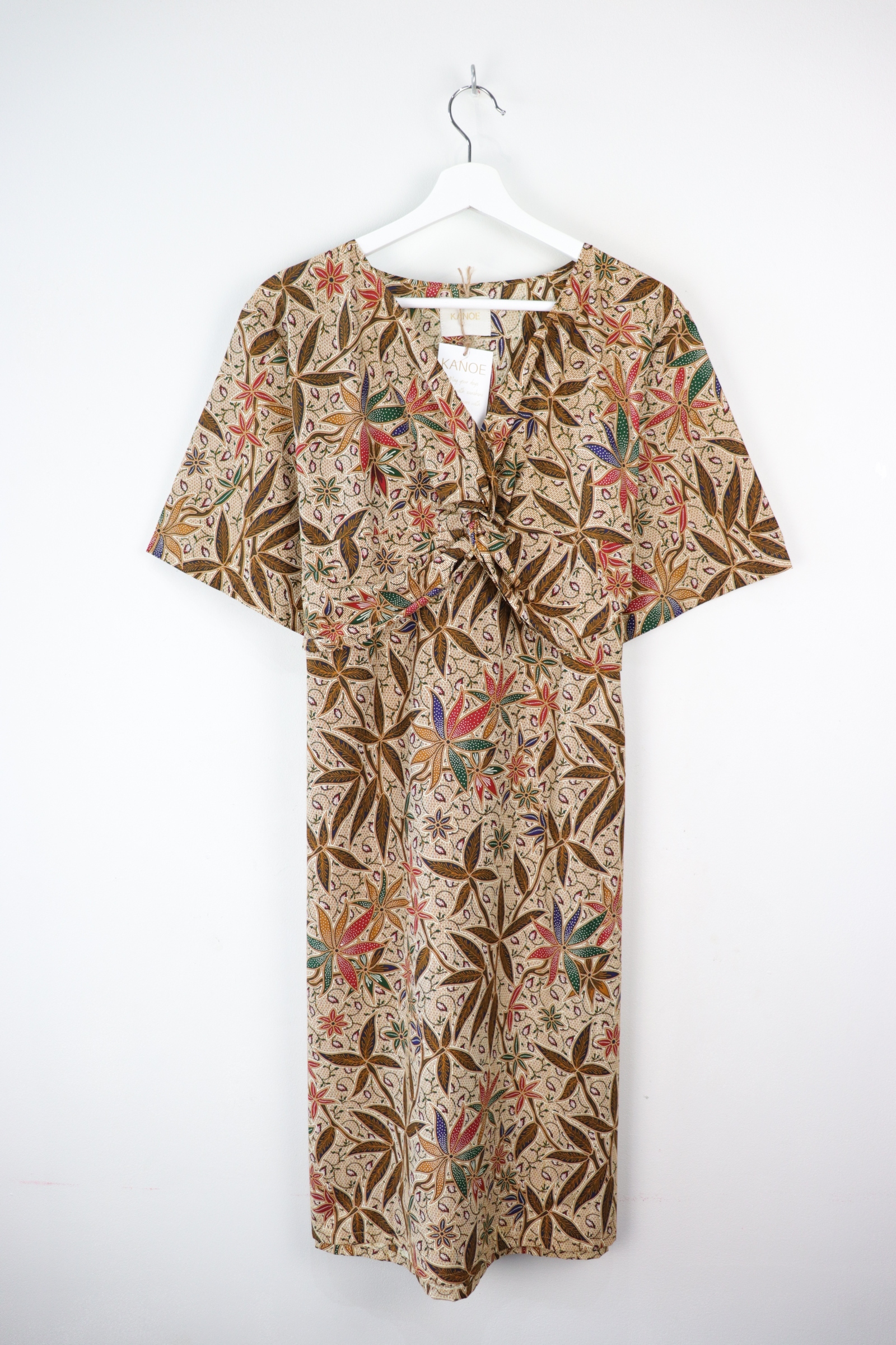 Twisted Front Dress - Autumn Leaves (Blue)