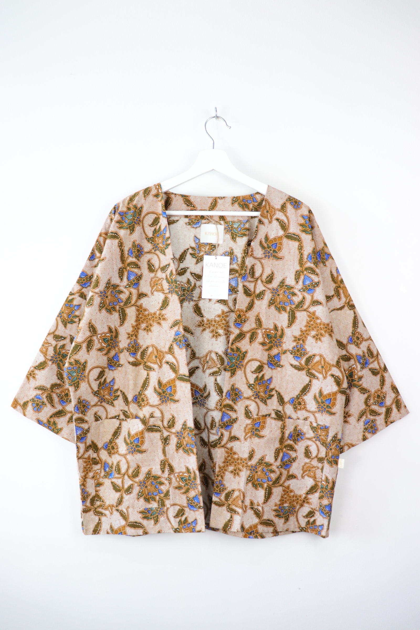 Batik Kimono Basic - Wheat (Cobalt Blue)