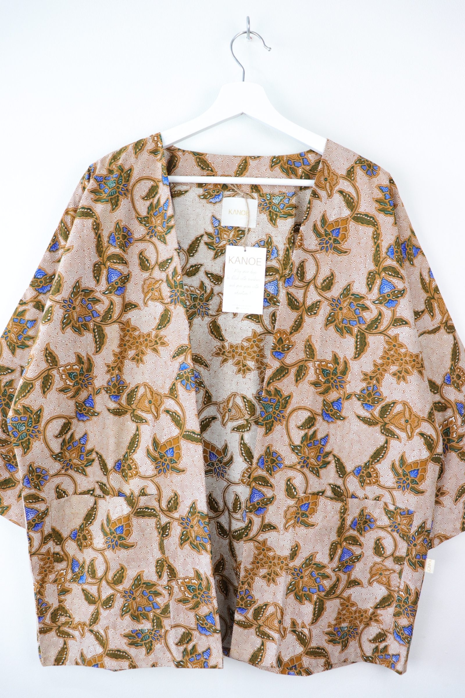 Batik Kimono Basic - Wheat (Cobalt Blue)
