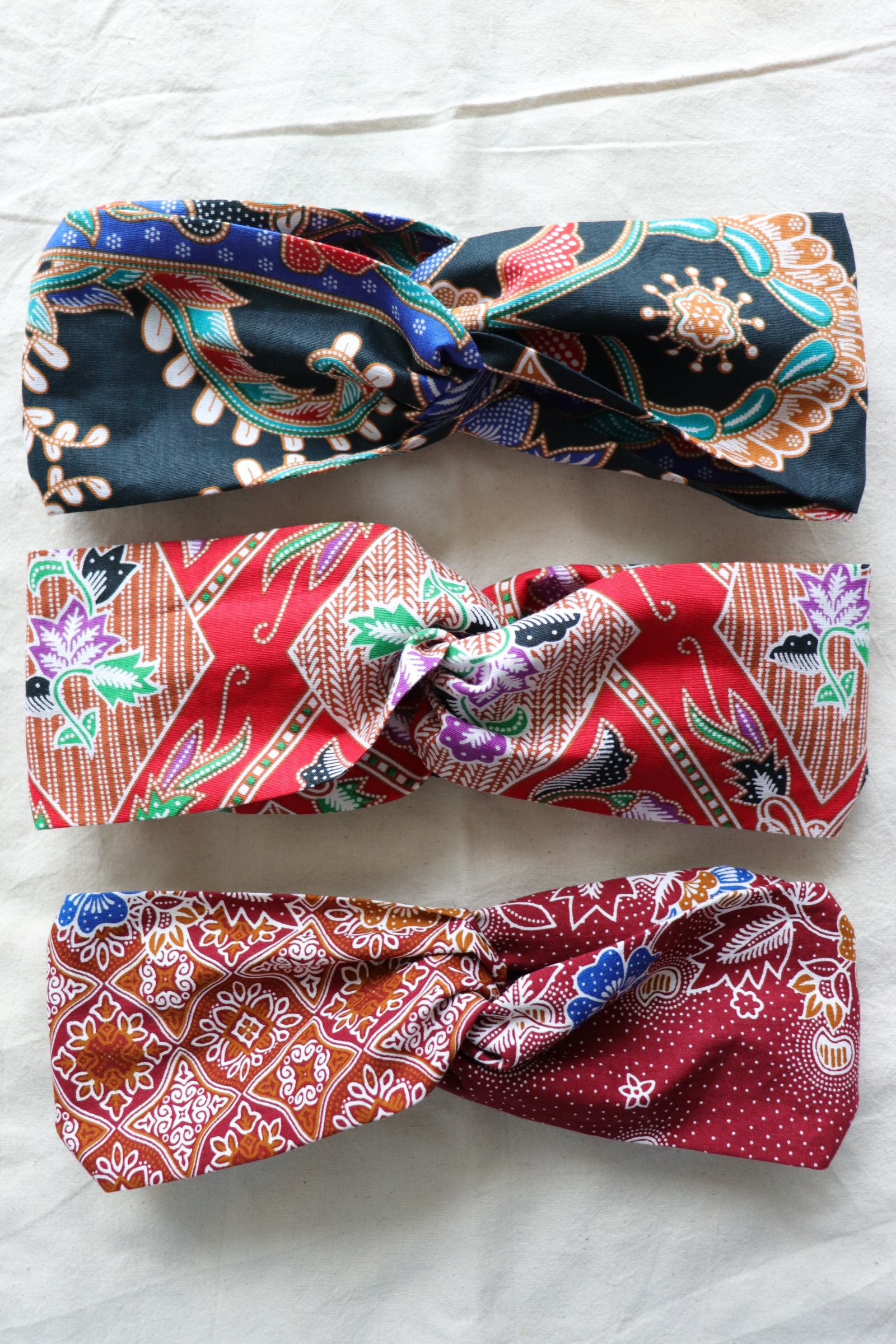 Crossover Batik Headbands [Set of 3] - Lychee Fizz