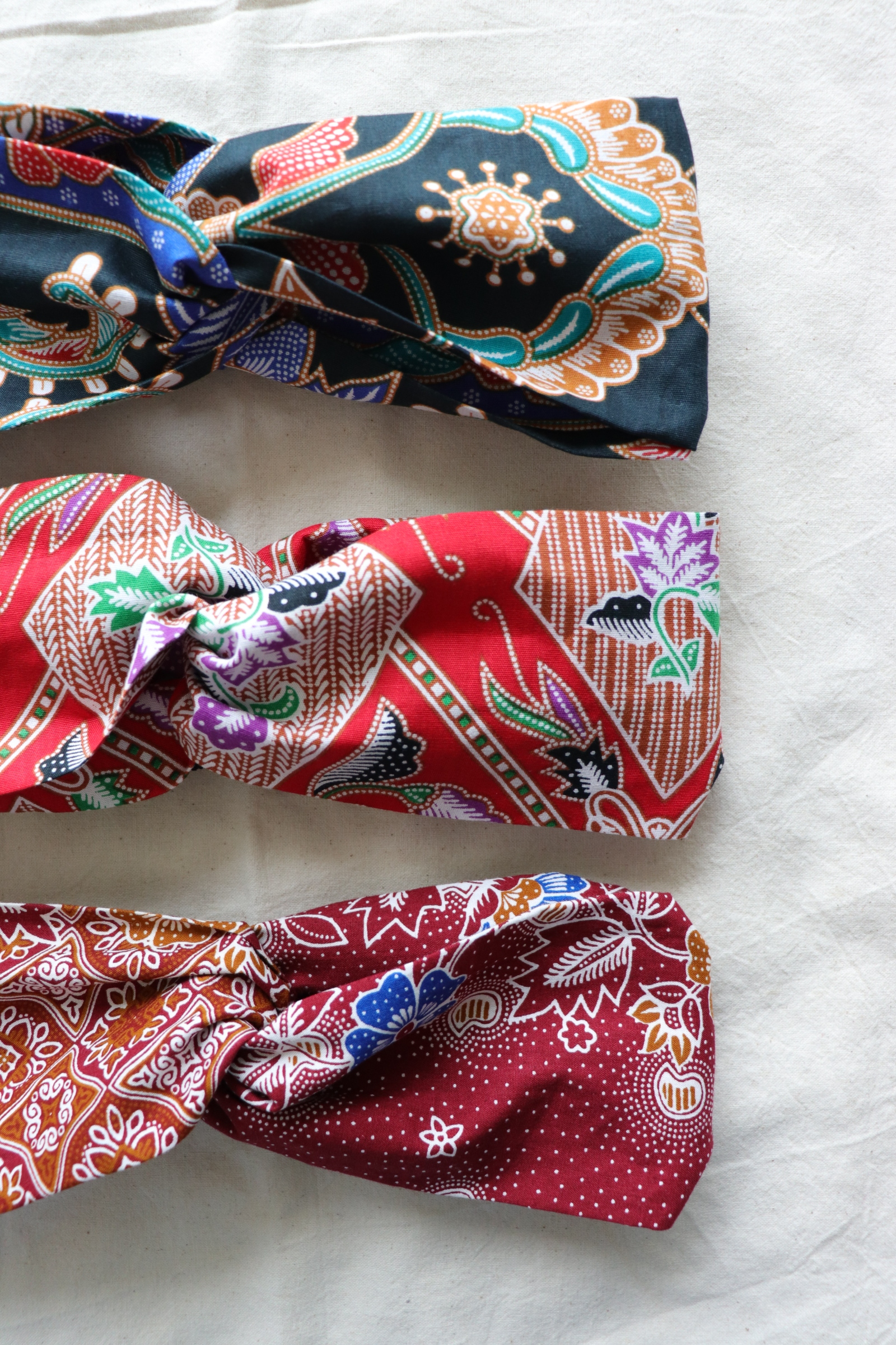 Crossover Batik Headbands [Set of 3] - Lychee Fizz