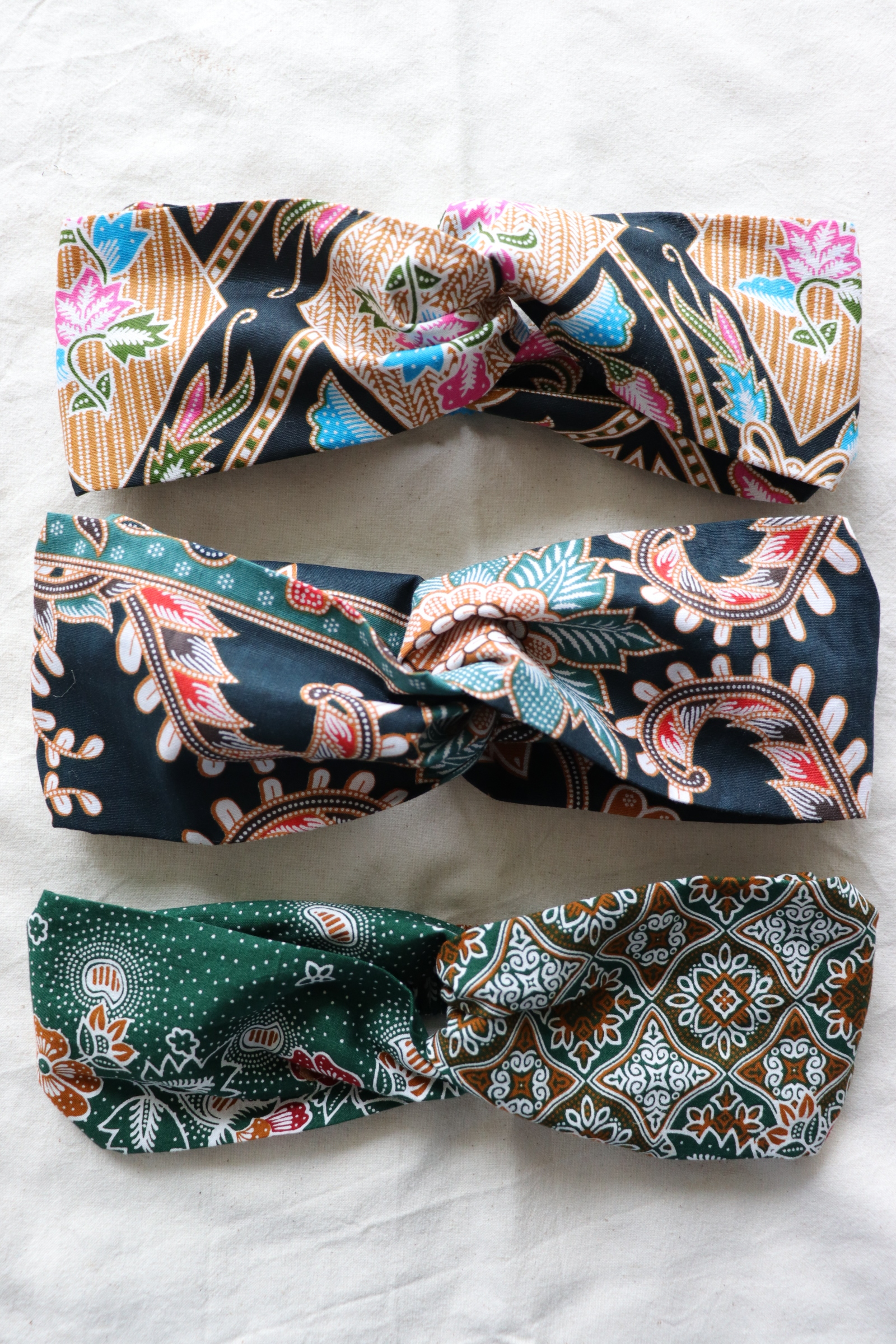 Crossover Batik Headbands [Set of 3] - Avocado Shake