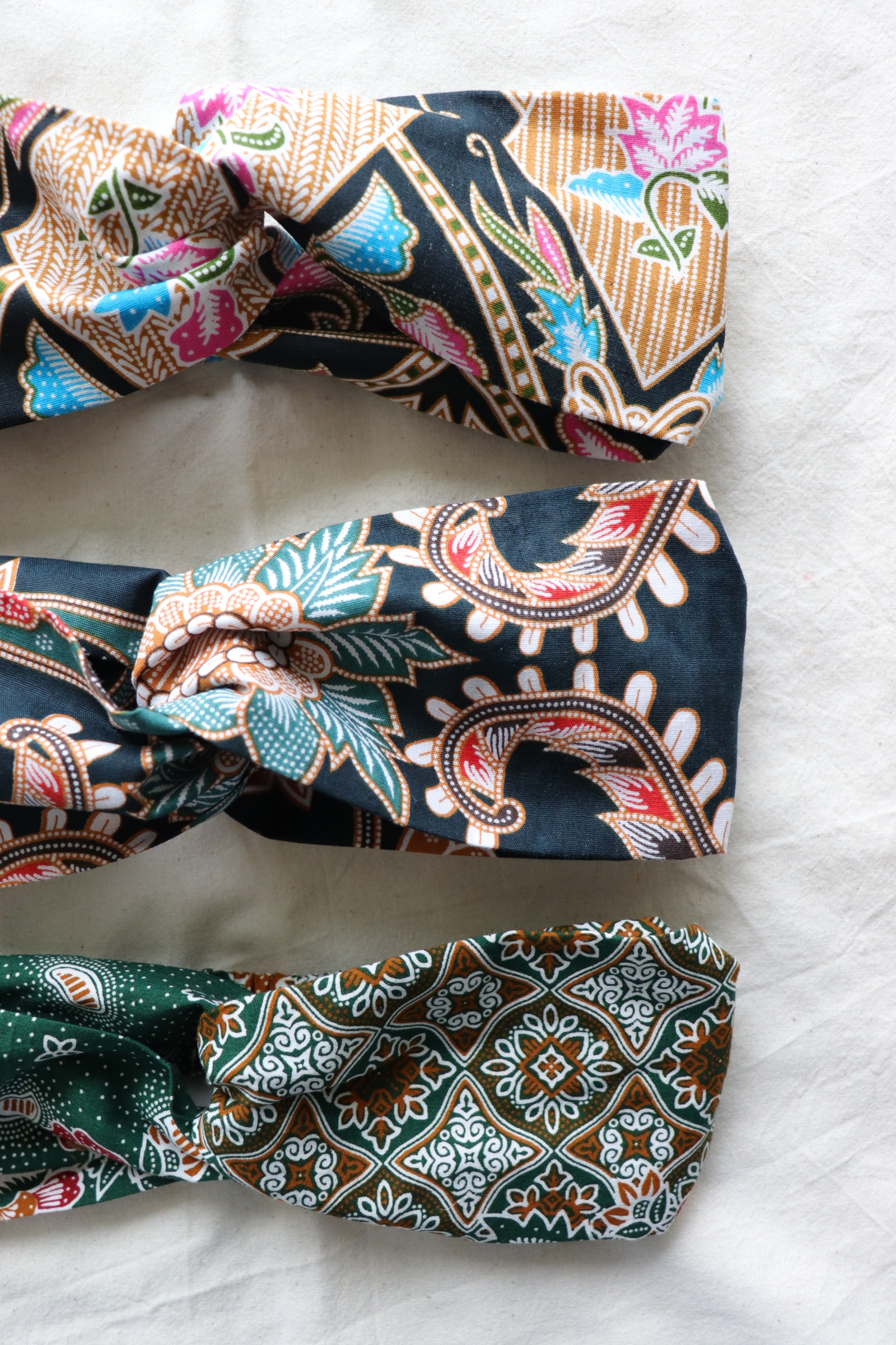 Crossover Batik Headbands [Set of 3] - Avocado Shake