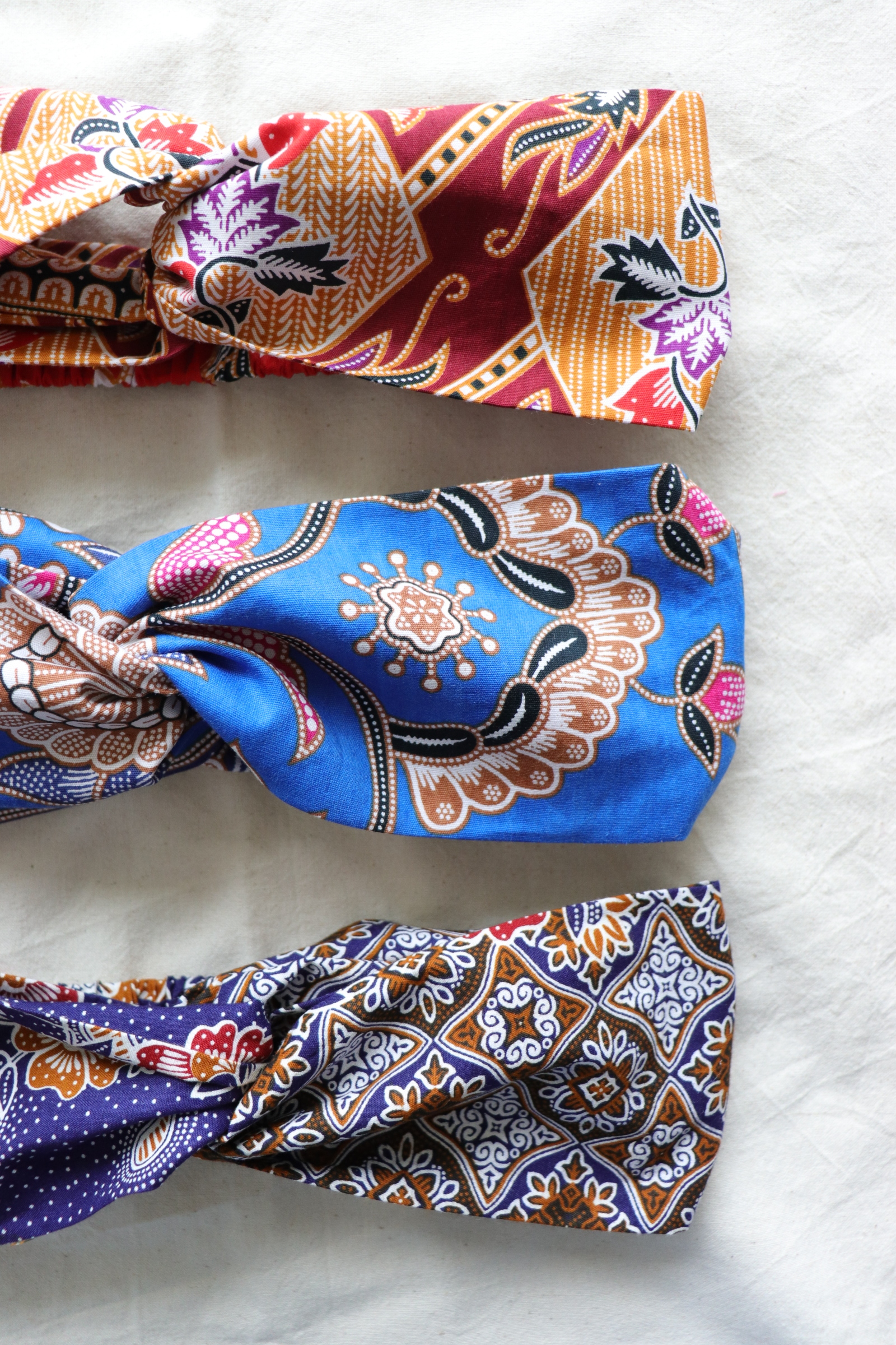 Crossover Batik Headbands [Set of 3] - Berry Smoothie
