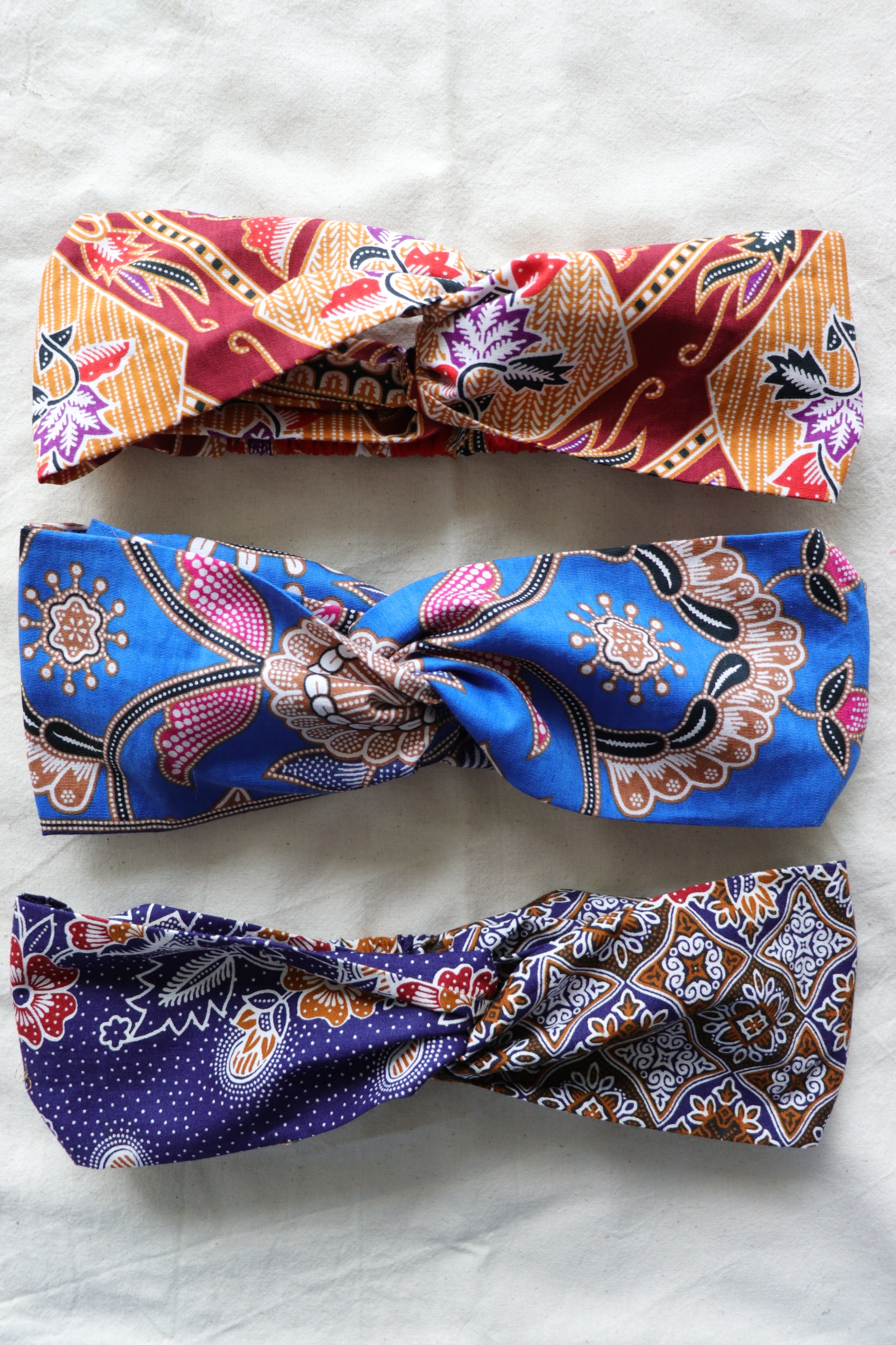 Crossover Batik Headbands [Set of 3] - Berry Smoothie