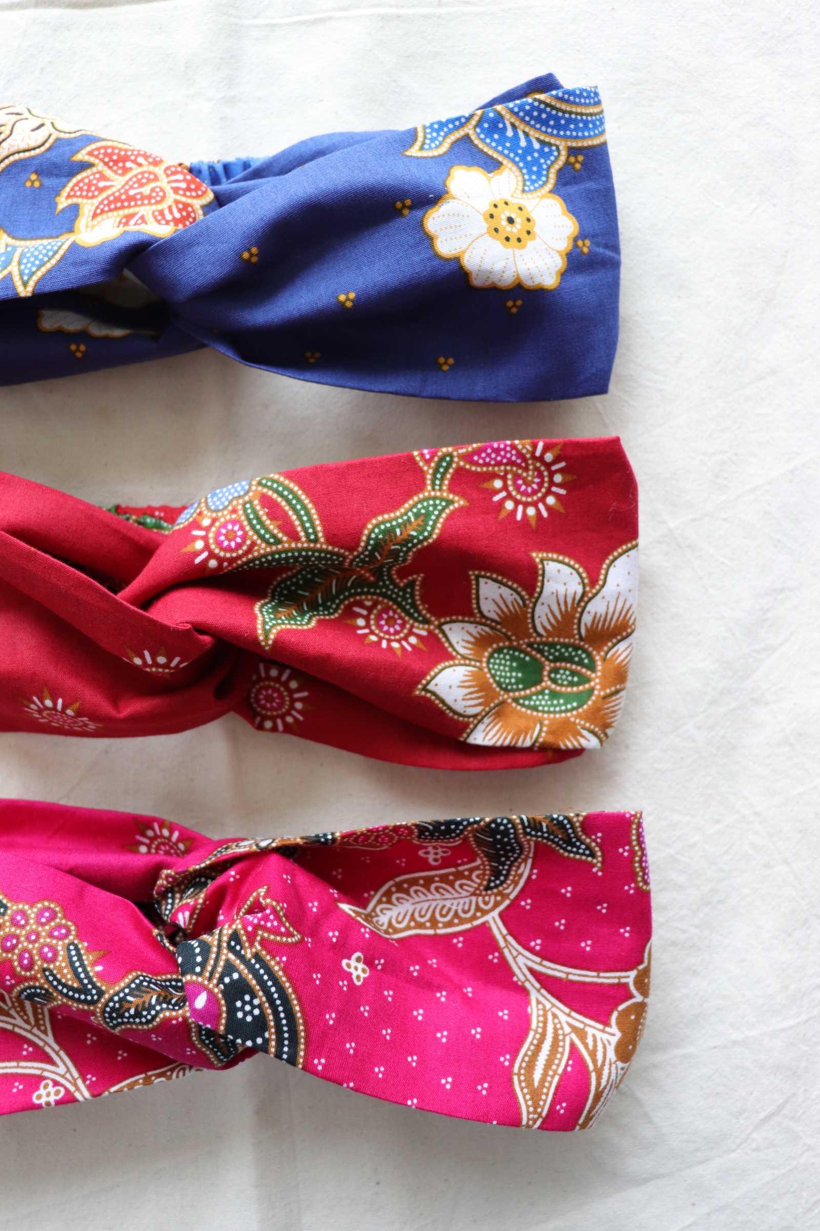Crossover Batik Headbands [Set of 3] - Berry Shake
