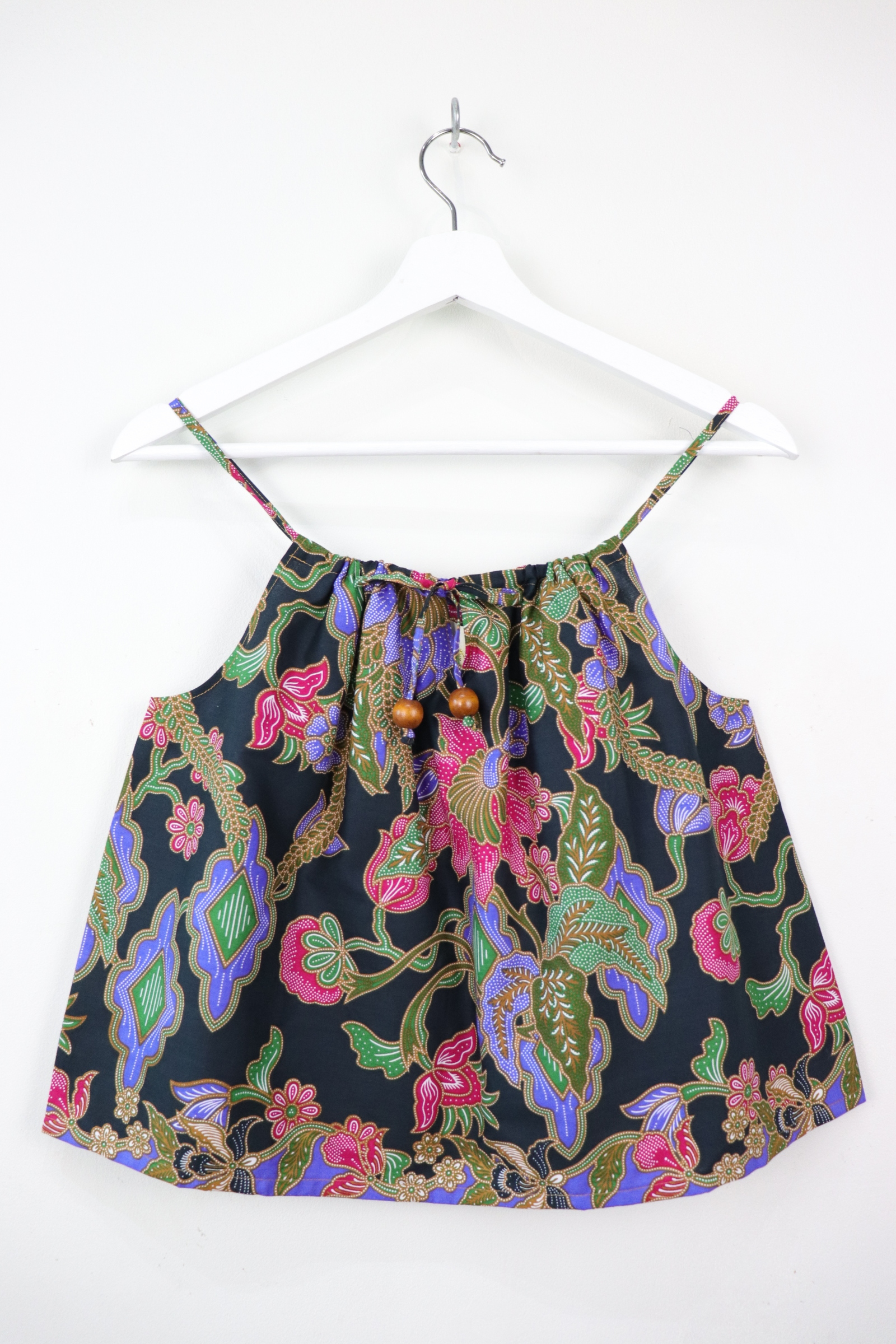 Getaway Batik Top - Black Roses  (S/M/L)