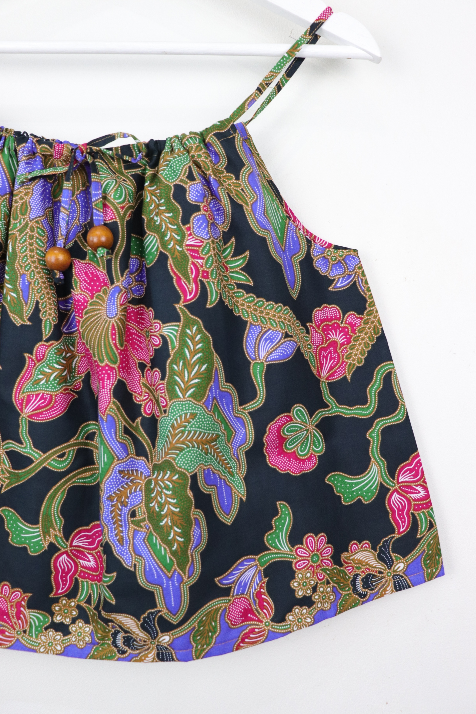 Getaway Batik Top - Black Roses  (S/M/L)