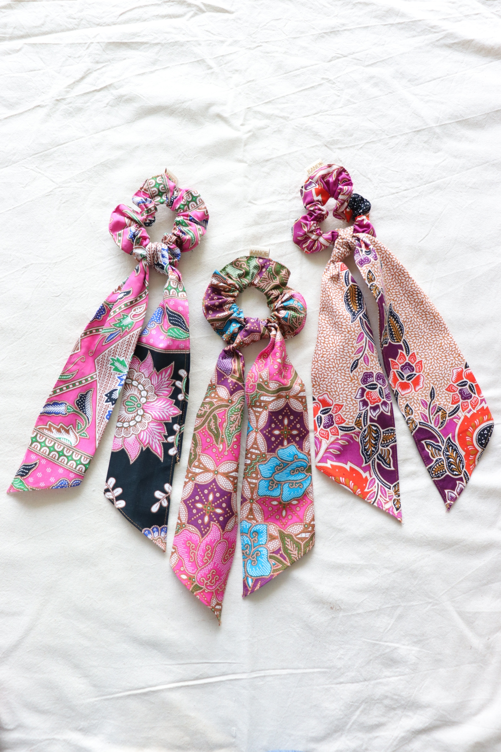 Batik Scrunchie w/ Ribbon [Set of 3] - Rose Wood