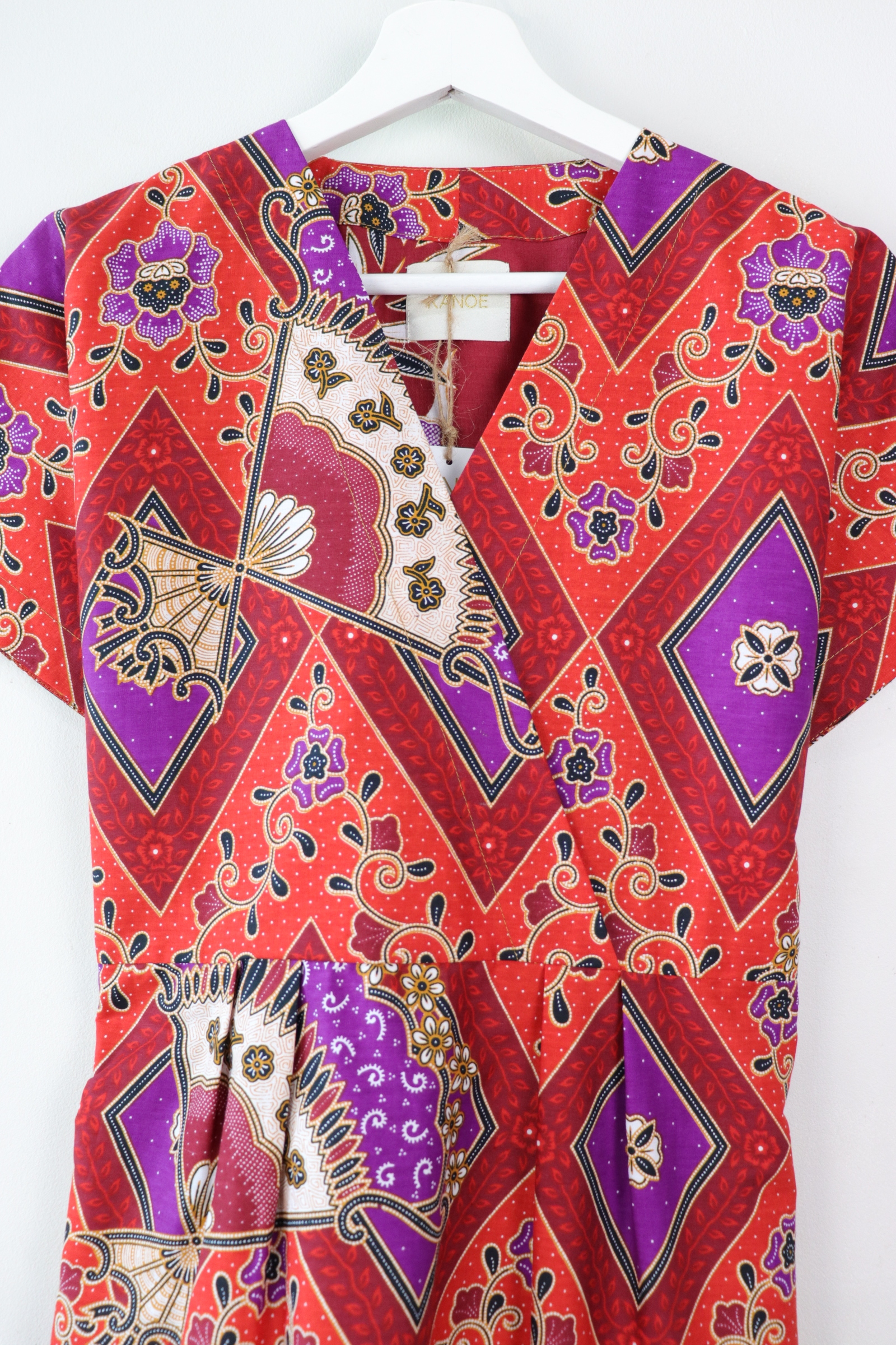 Kimono wrap dress - Rose Tiles (Red)