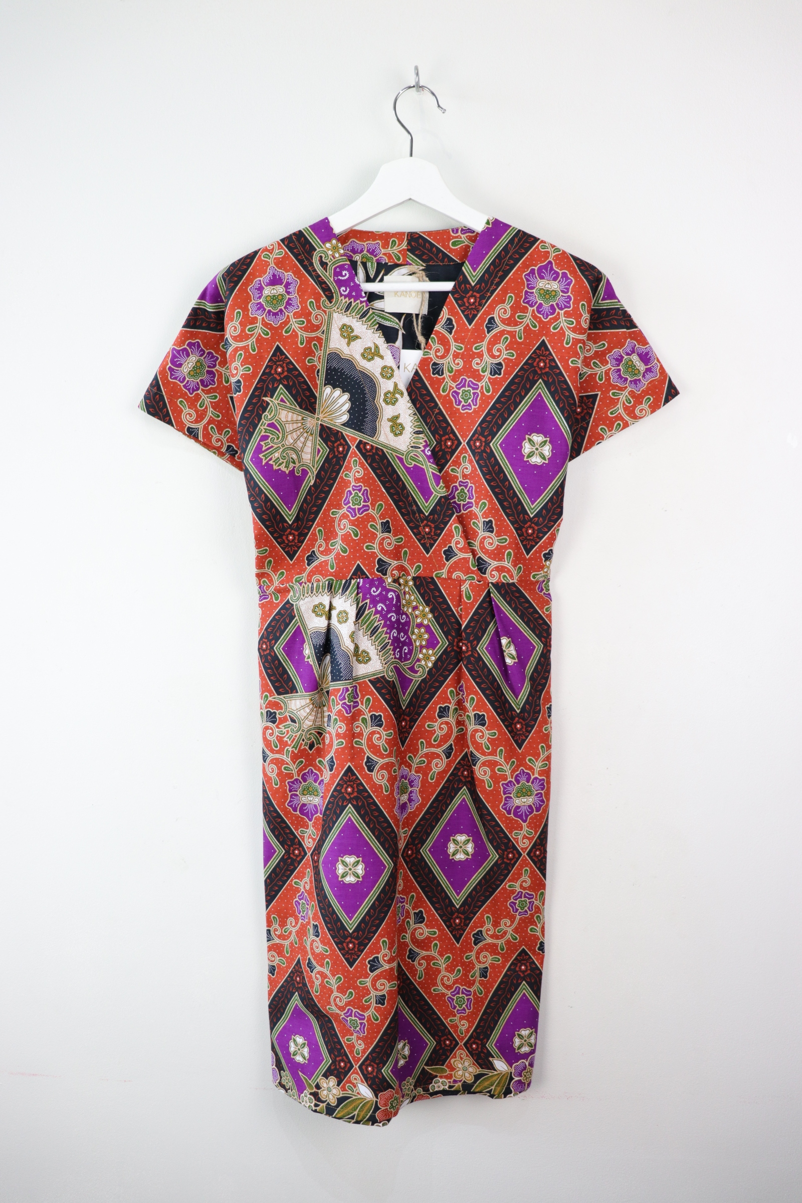 Kimono wrap dress - Pumpkin Tiles (Orange)