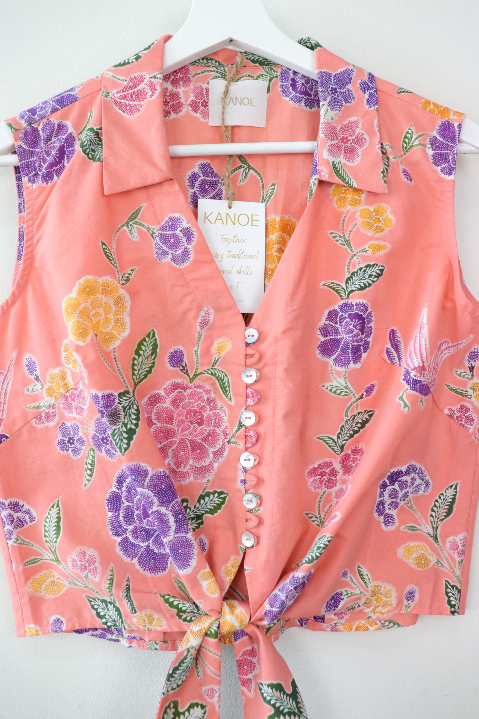KANOE Classic Vintage Top - Coral Charm [Handstamped Batik]