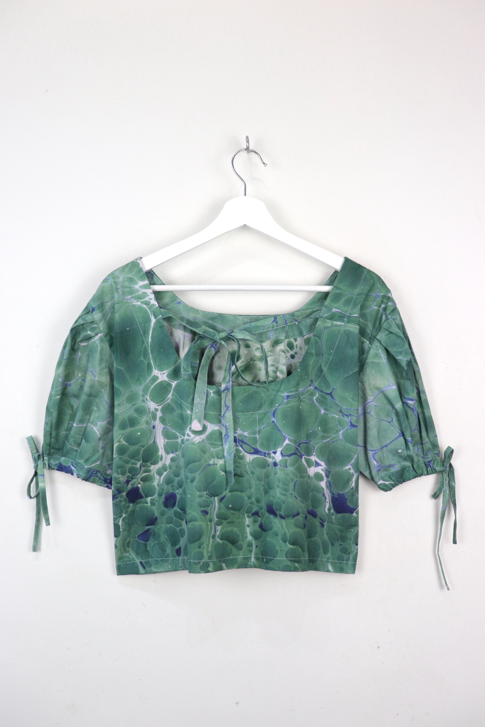 Hand Marbled Bow Top - Jungle Waves