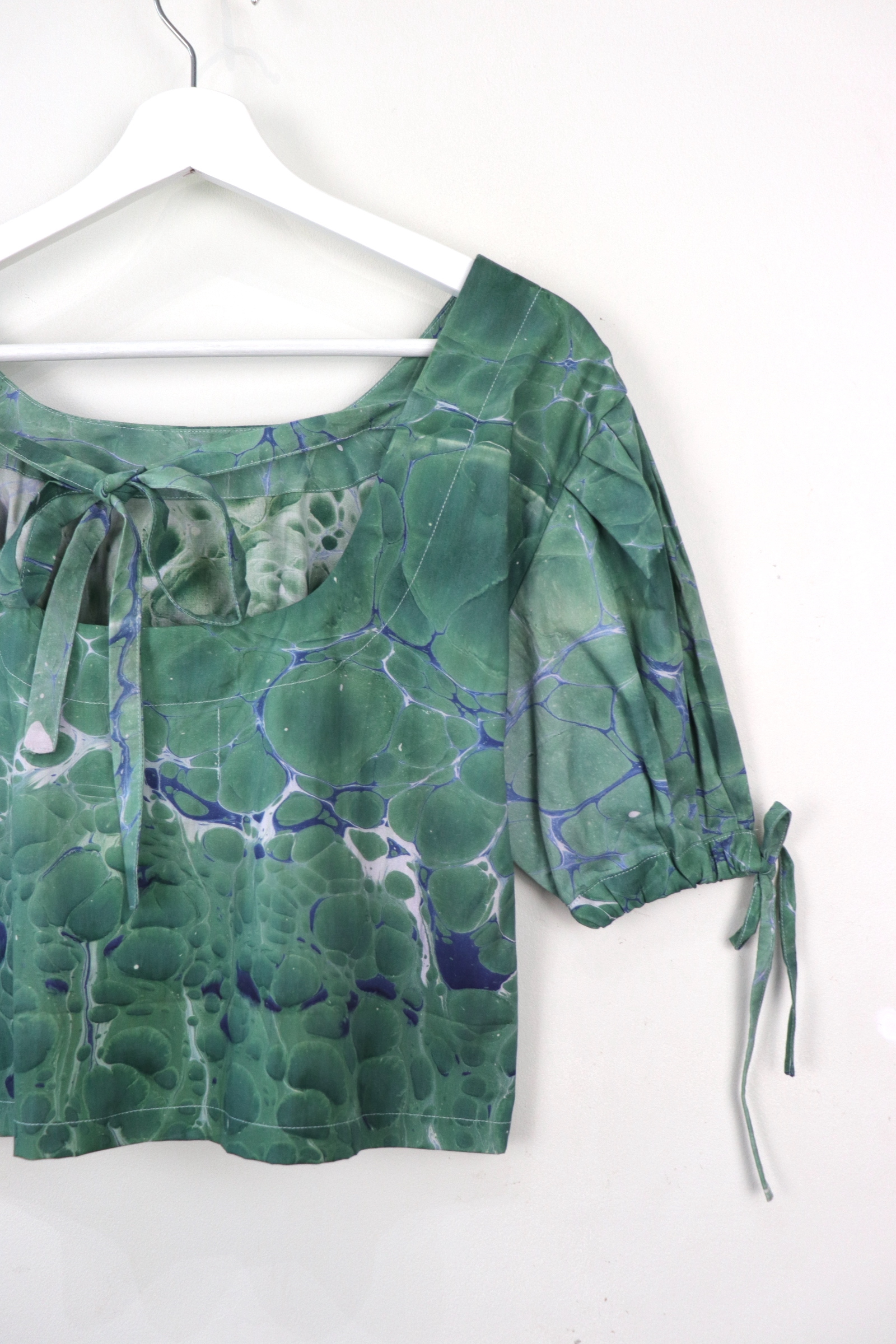 Hand Marbled Bow Top - Jungle Waves