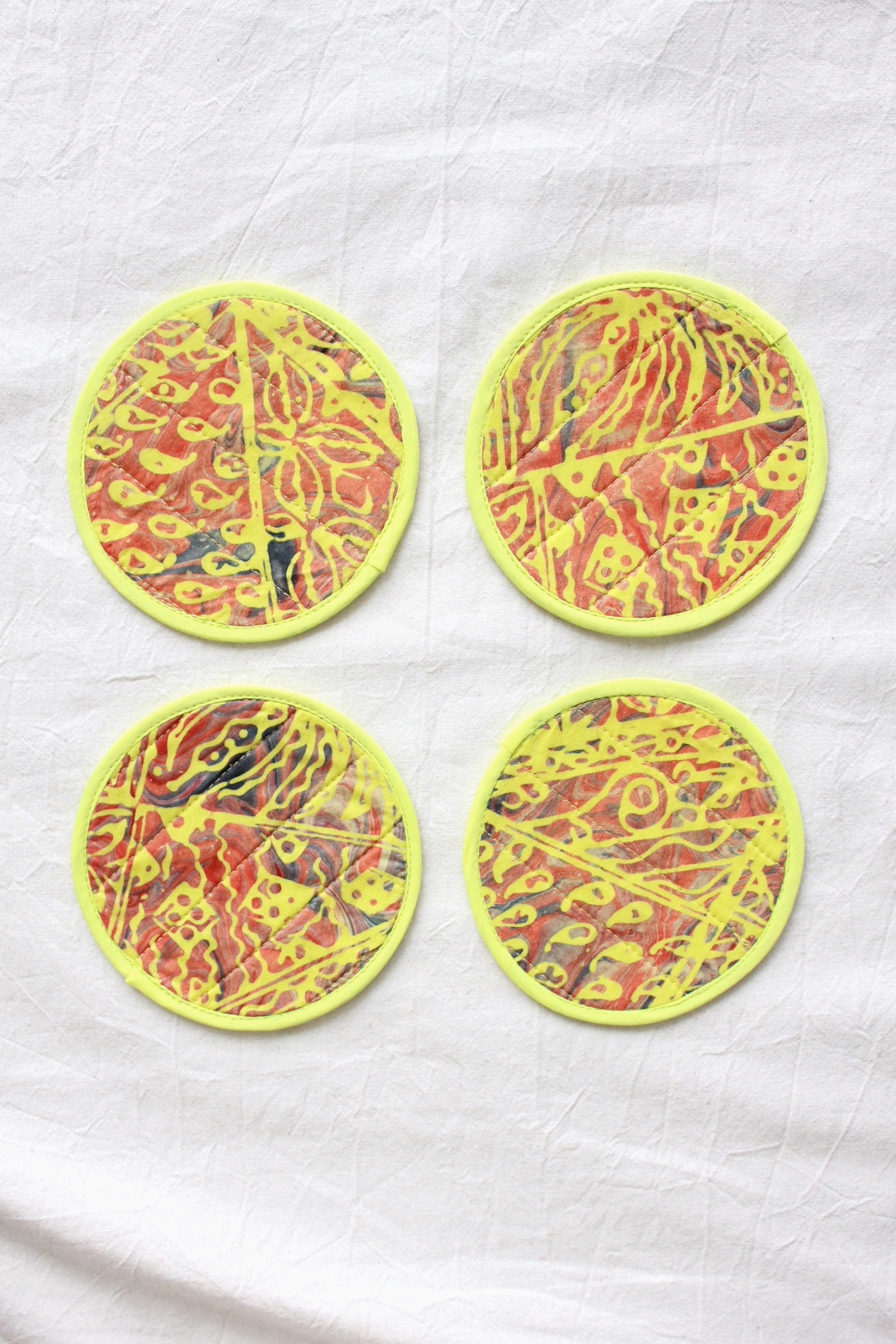 Batik Coaster - Lemon Fizz ( Set of 4 )