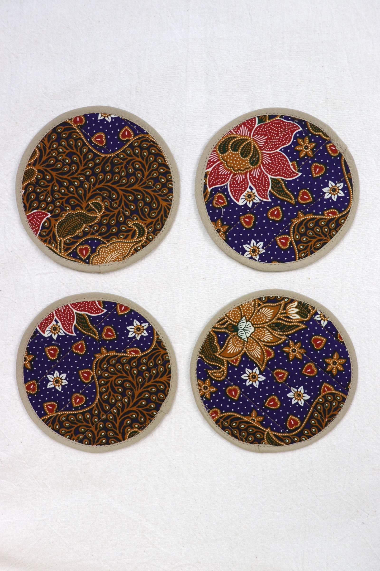 Batik Coaster - Navy Vines ( Set of 4 )