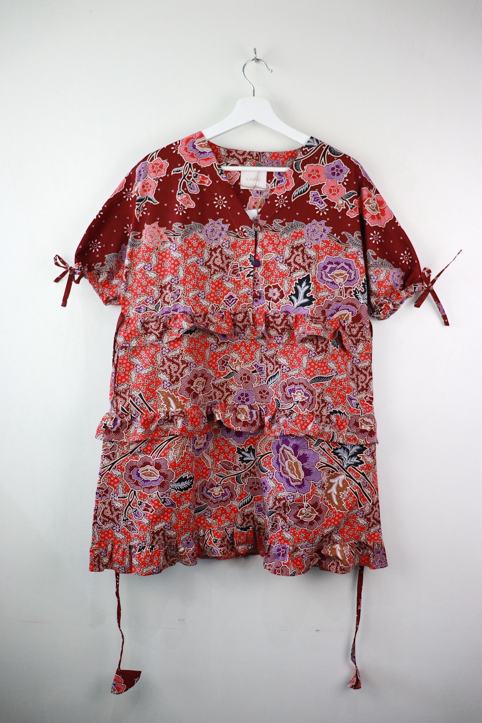 Batik Frill Dress - Poinsettia