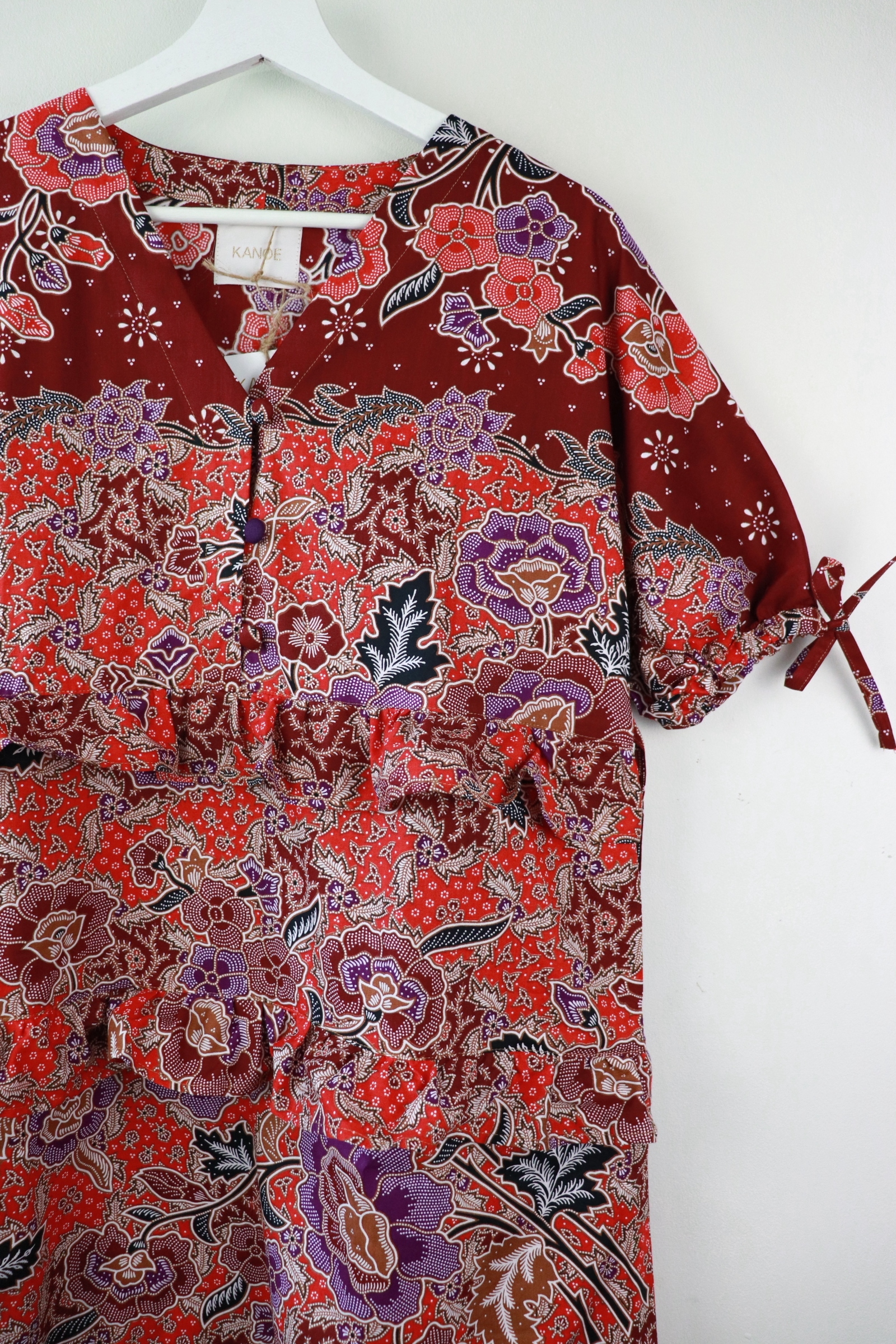 Batik Frill Dress - Poinsettia