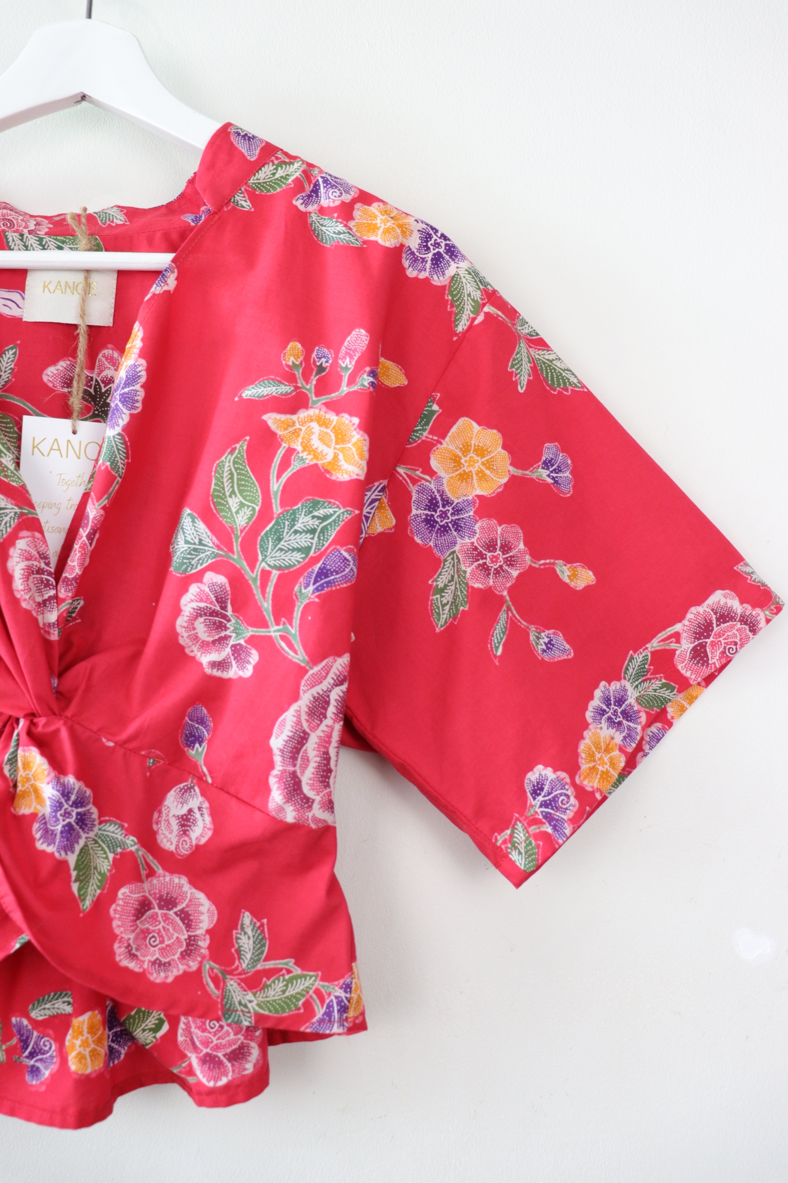 Twisted Front Mandarin Top - Rosie Fairy [ Handmade Batik ]