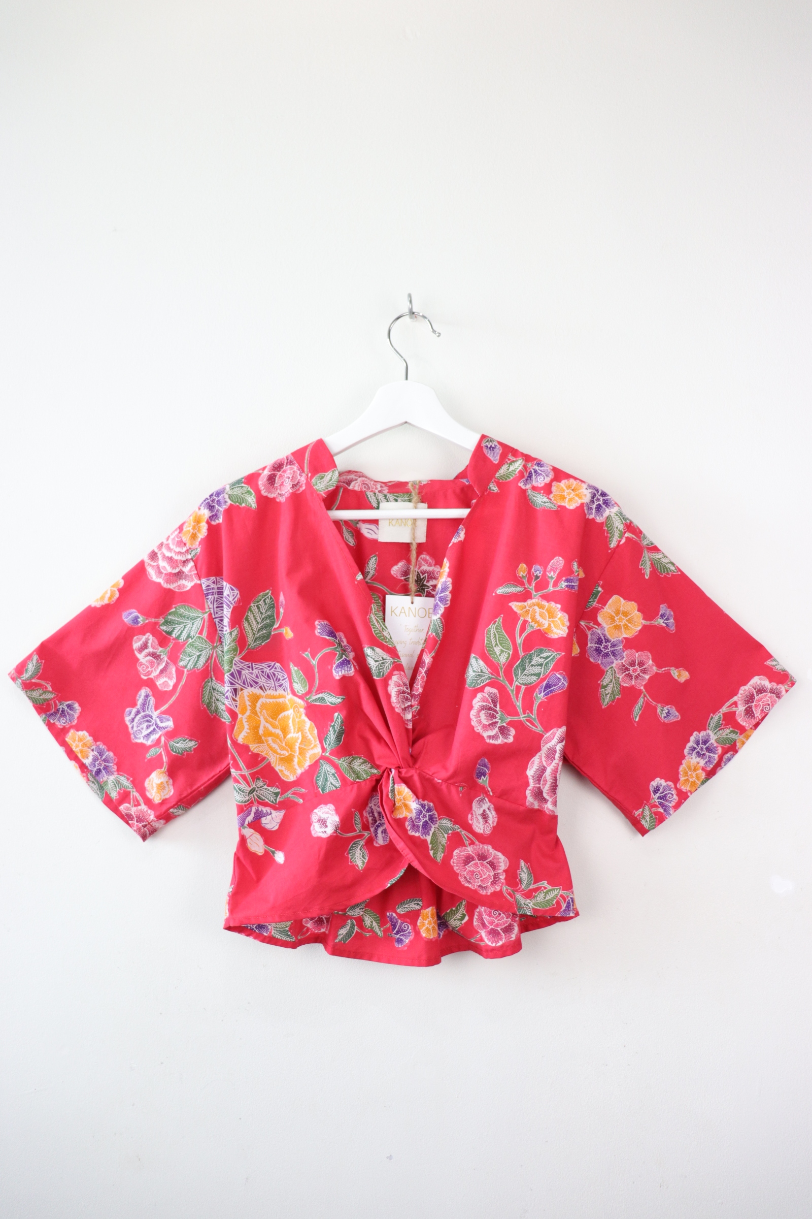 Twisted Front Mandarin Top - Rosie Fairy [ Handmade Batik ]