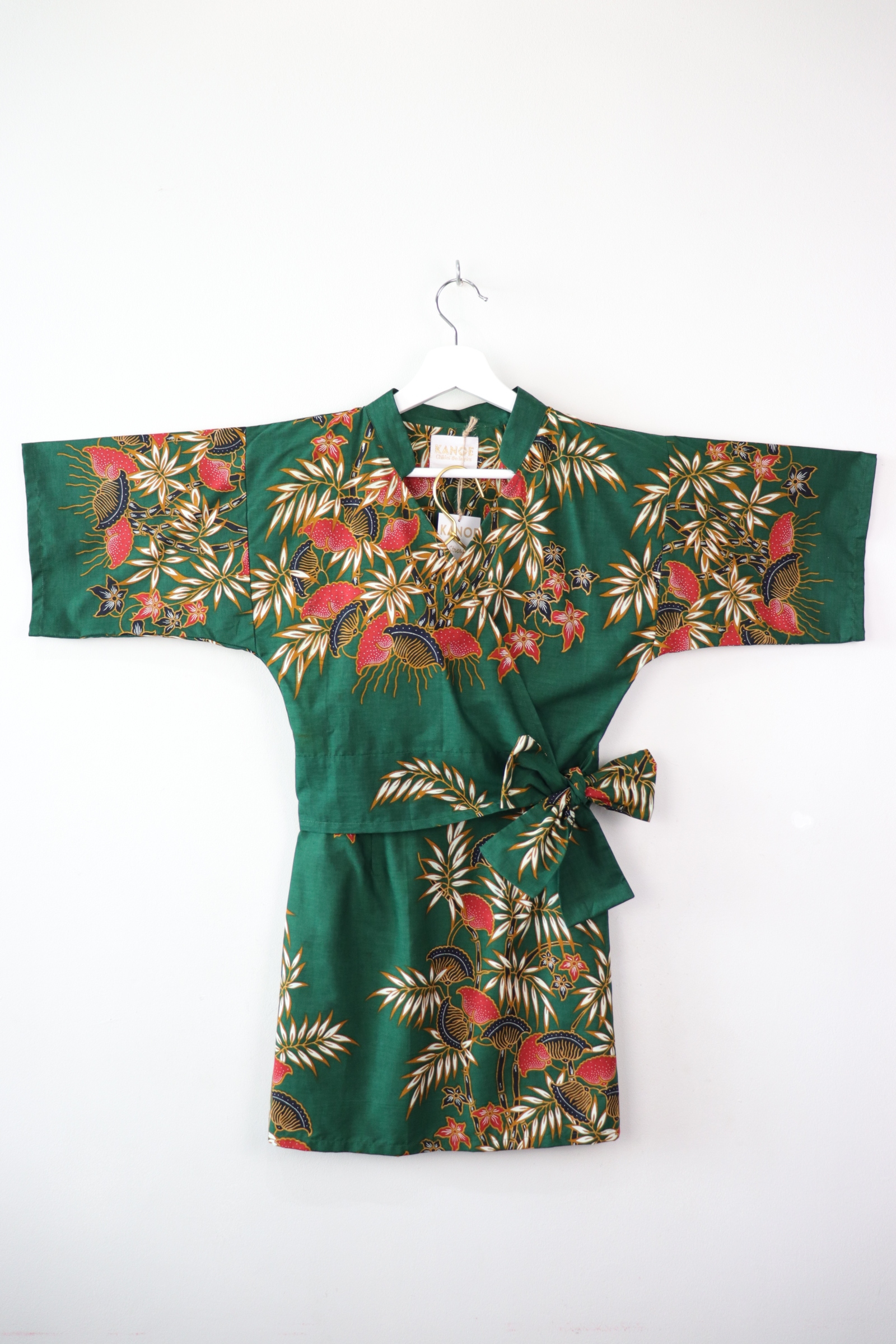 Kimono Wrap Matching Set - Emerald Tropics (S/M/L)
