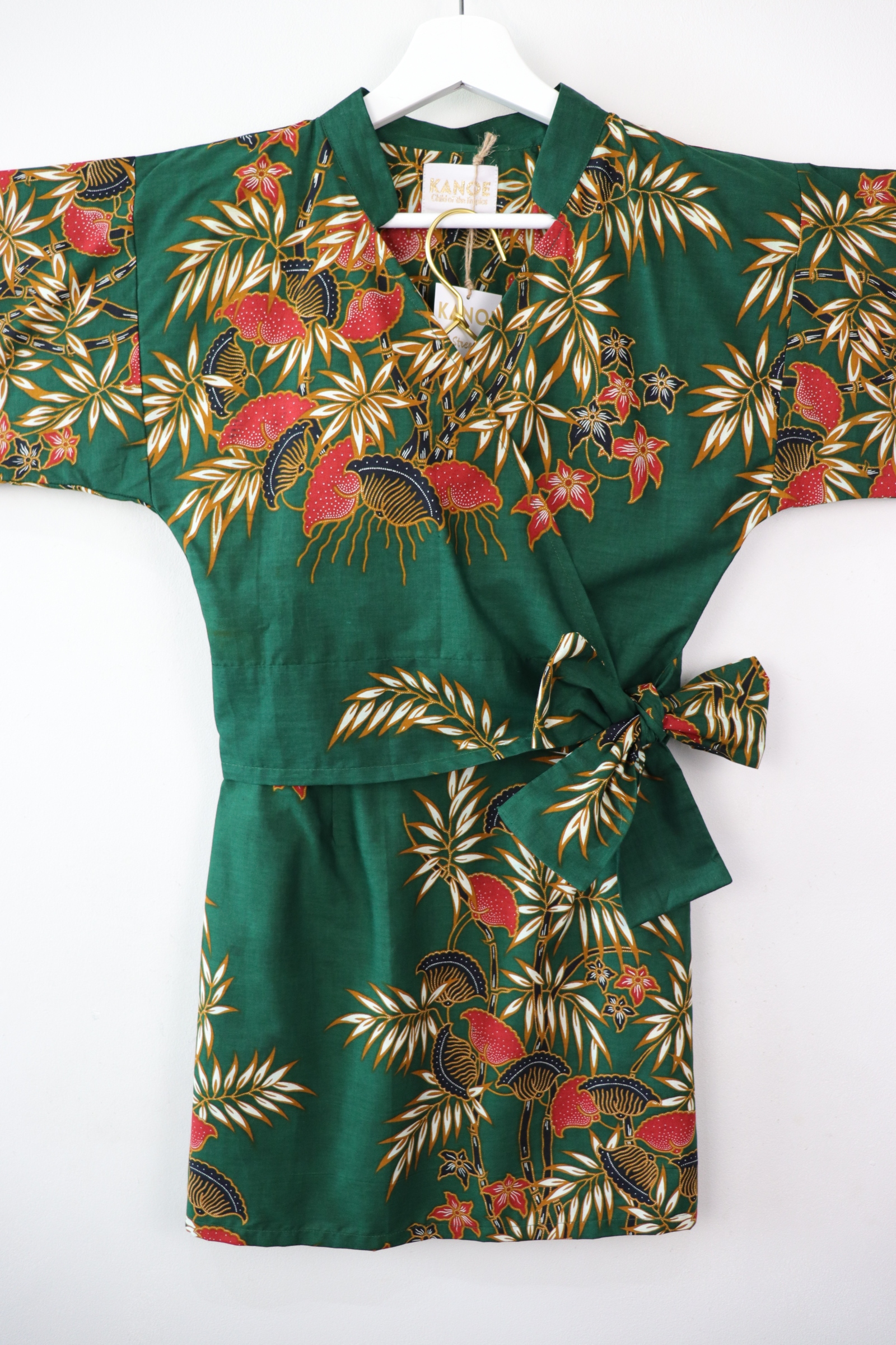 Kimono Wrap Matching Set - Emerald Tropics (S/M/L)