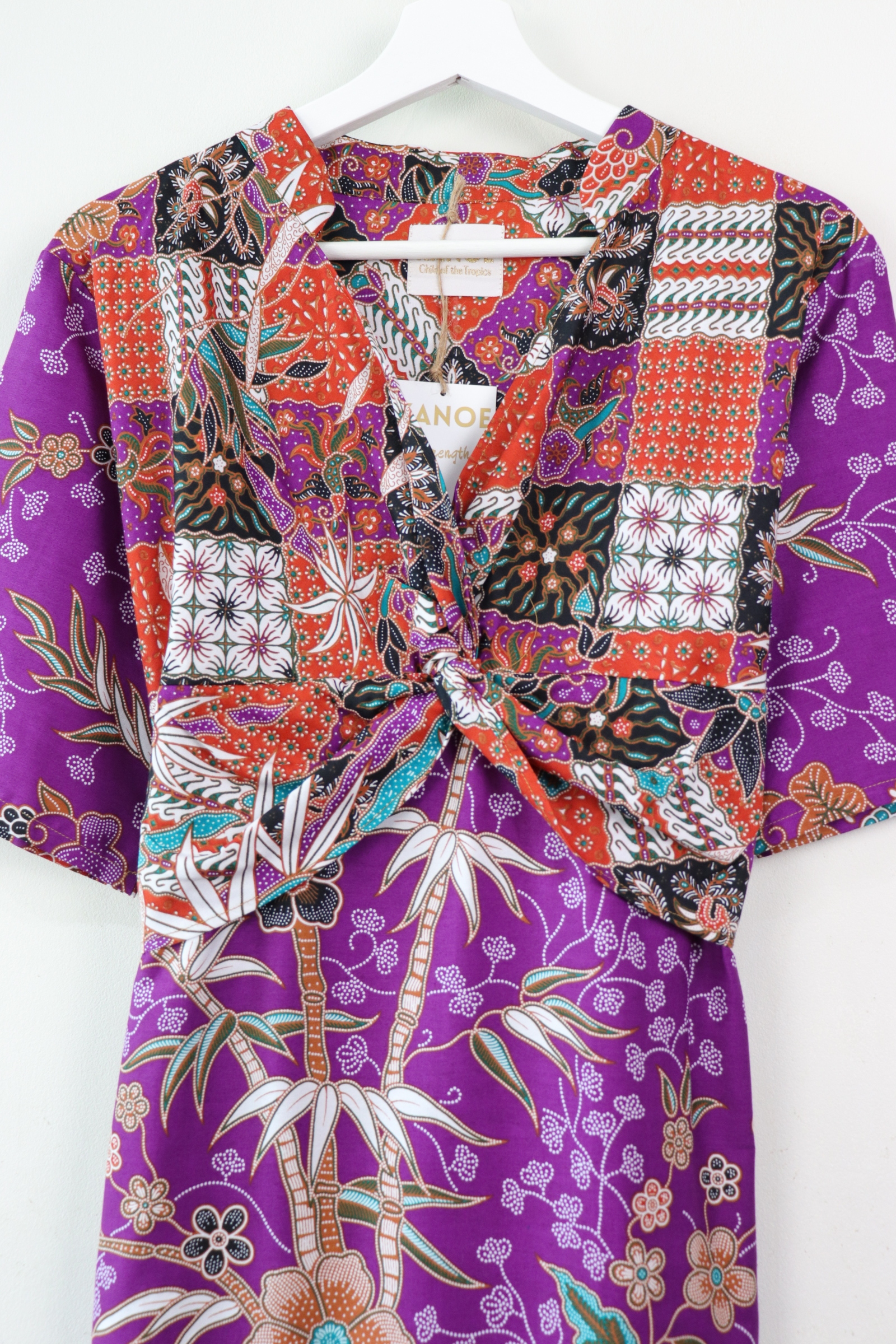 Twisted Front Dress w/ mandarin collar - Fei Flora