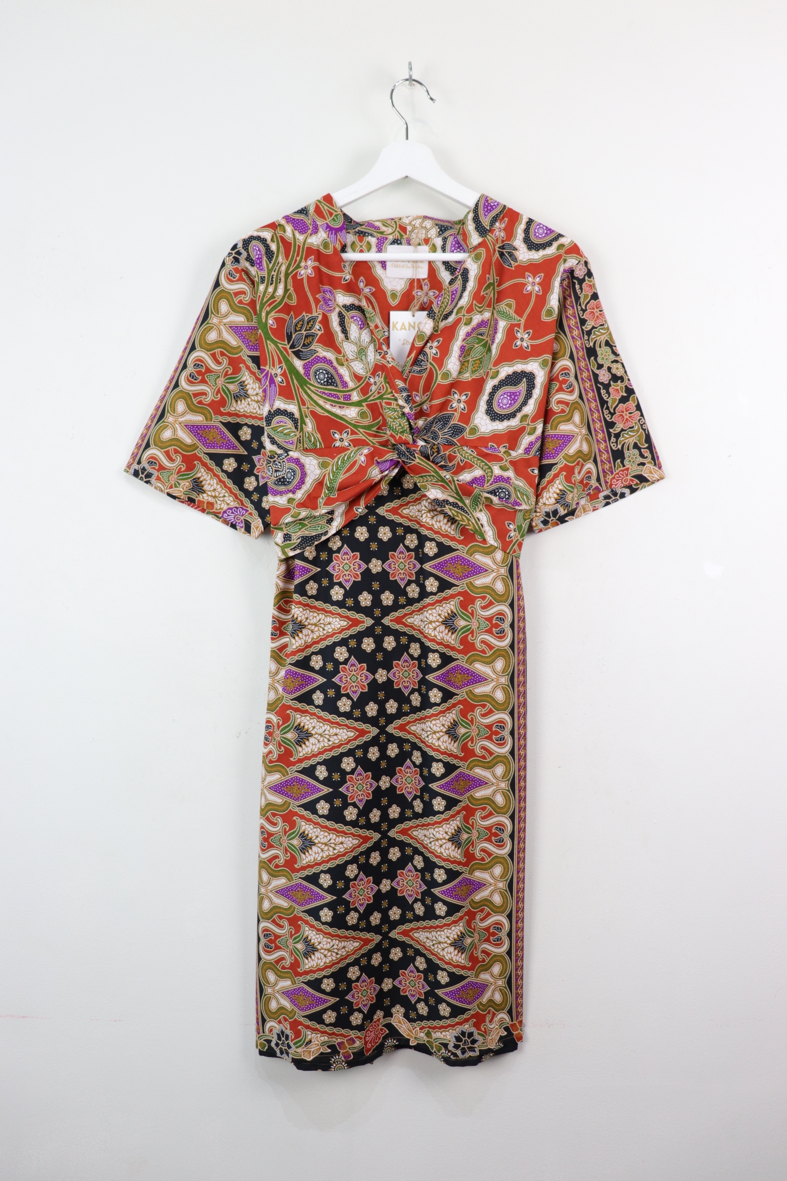 Twisted Front Dress w/ mandarin collar - Fei Citrus