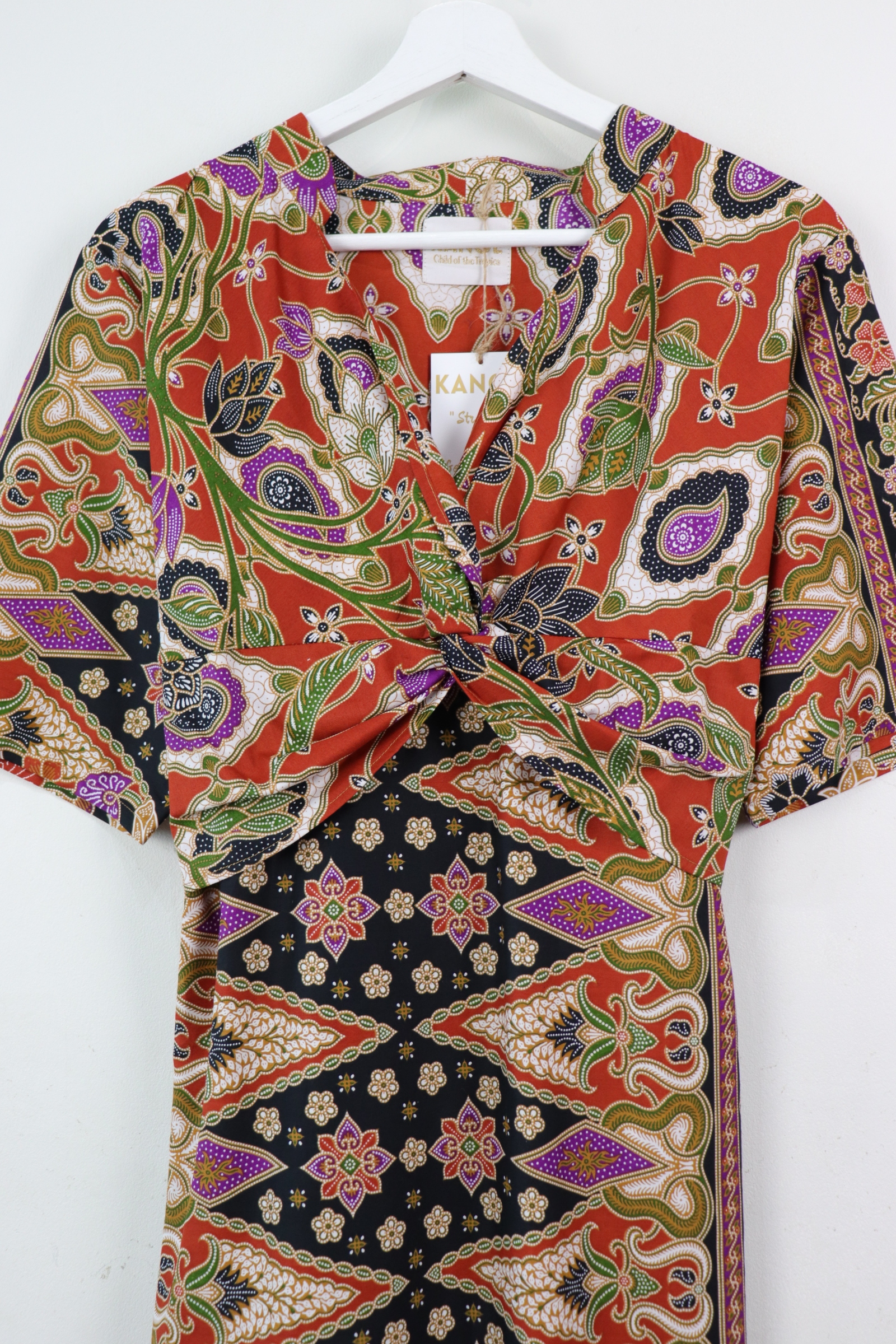 Twisted Front Dress w/ mandarin collar - Fei Citrus