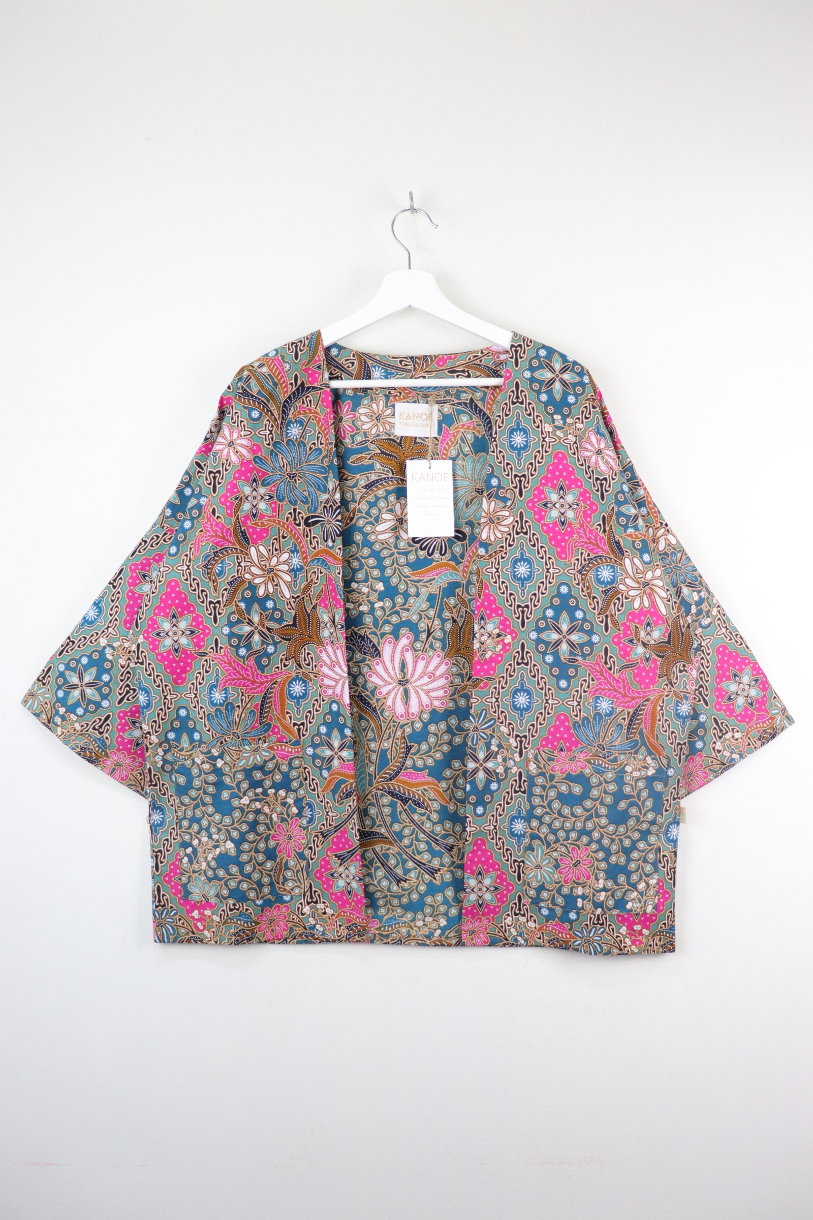 Batik Kimono Basic - Teal Blossom