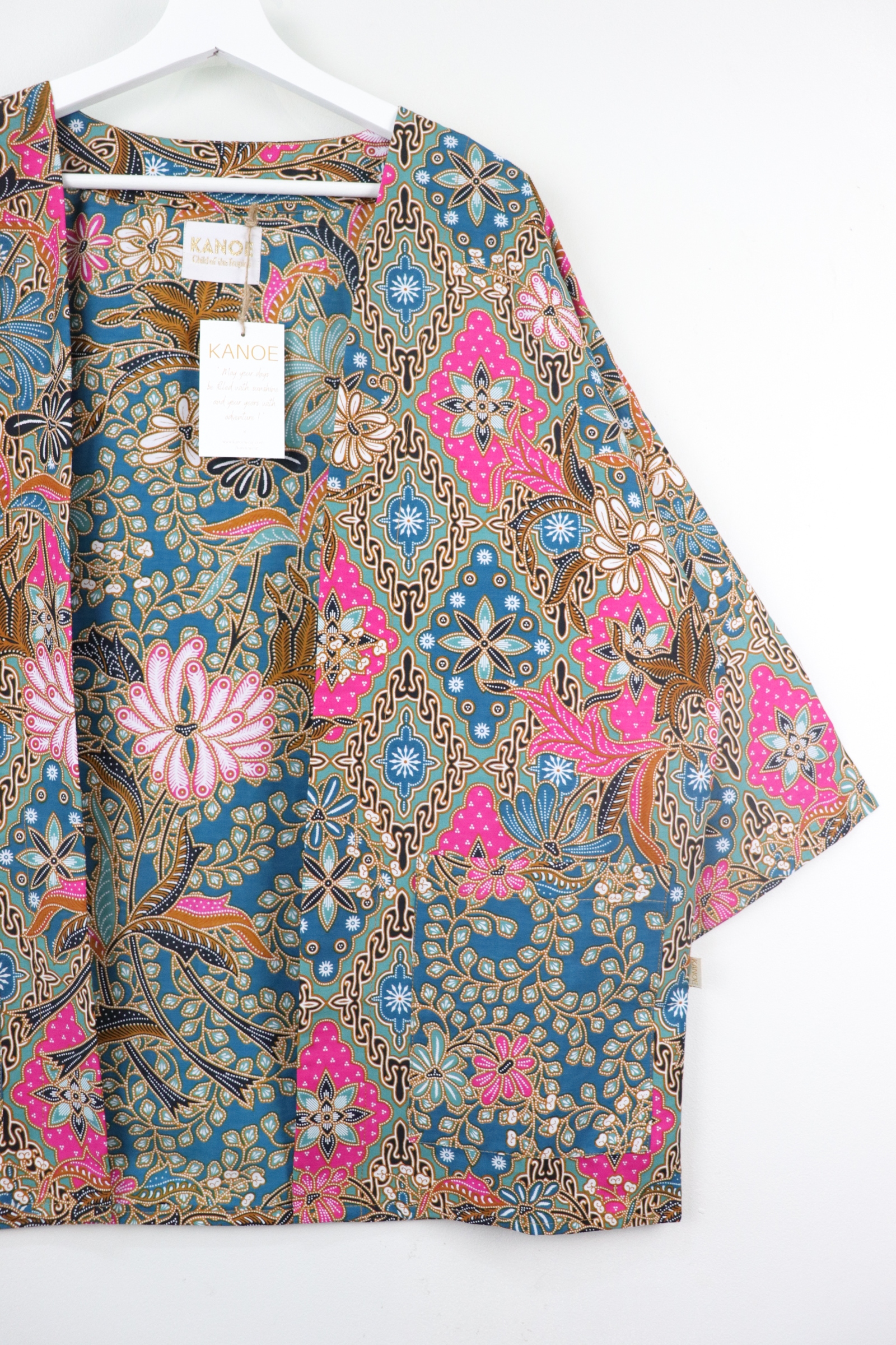 Batik Kimono Basic - Teal Blossom