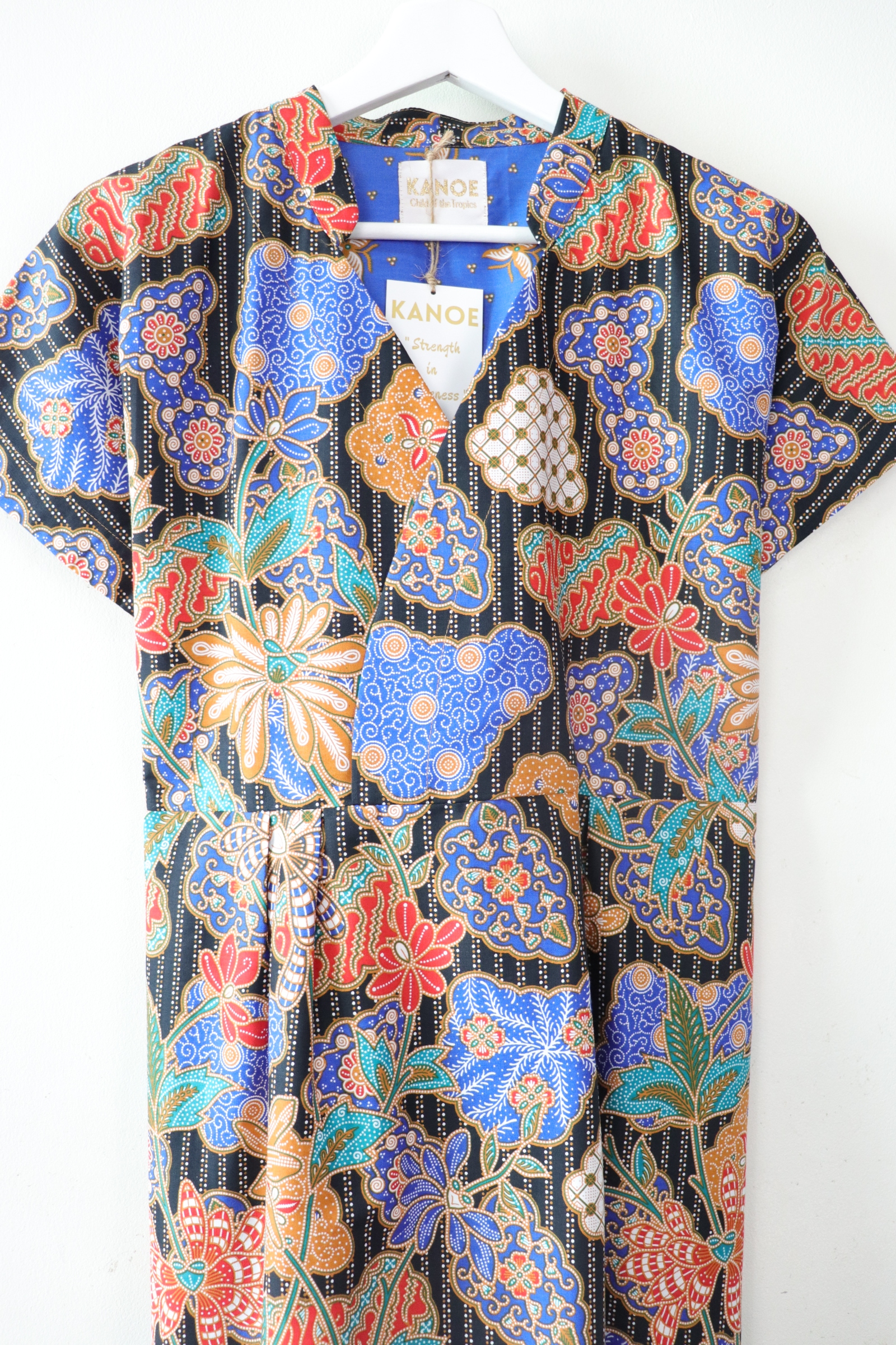 Kimono wrap dress w/ mandarin collar - Gentle Ocean