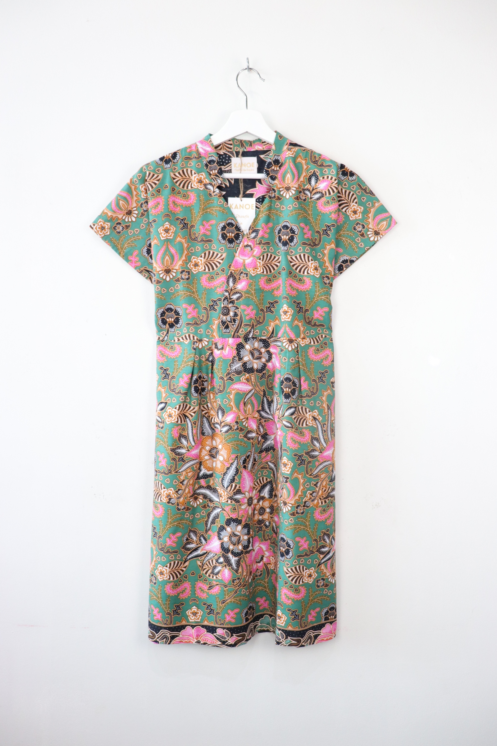 Kimono wrap dress w/ mandarin collar - Merry Mint
