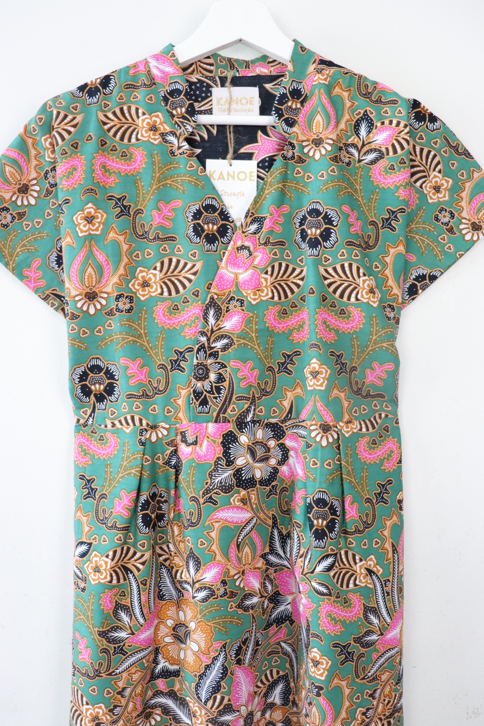Kimono wrap dress w/ mandarin collar - Merry Mint