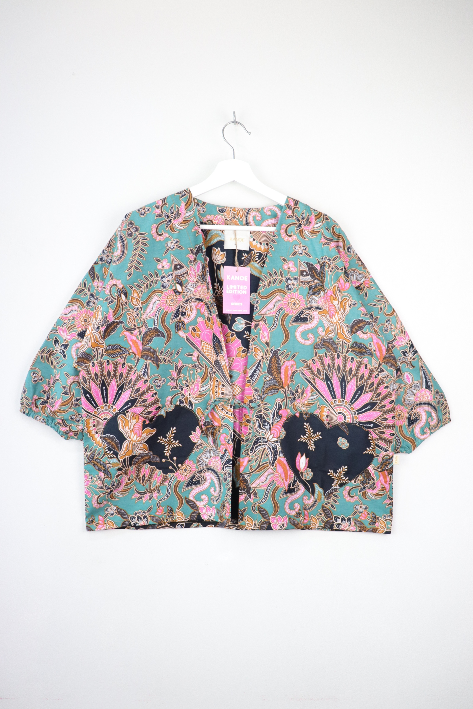 Kimono Signature Heart Pockets - Turquoise Twirl